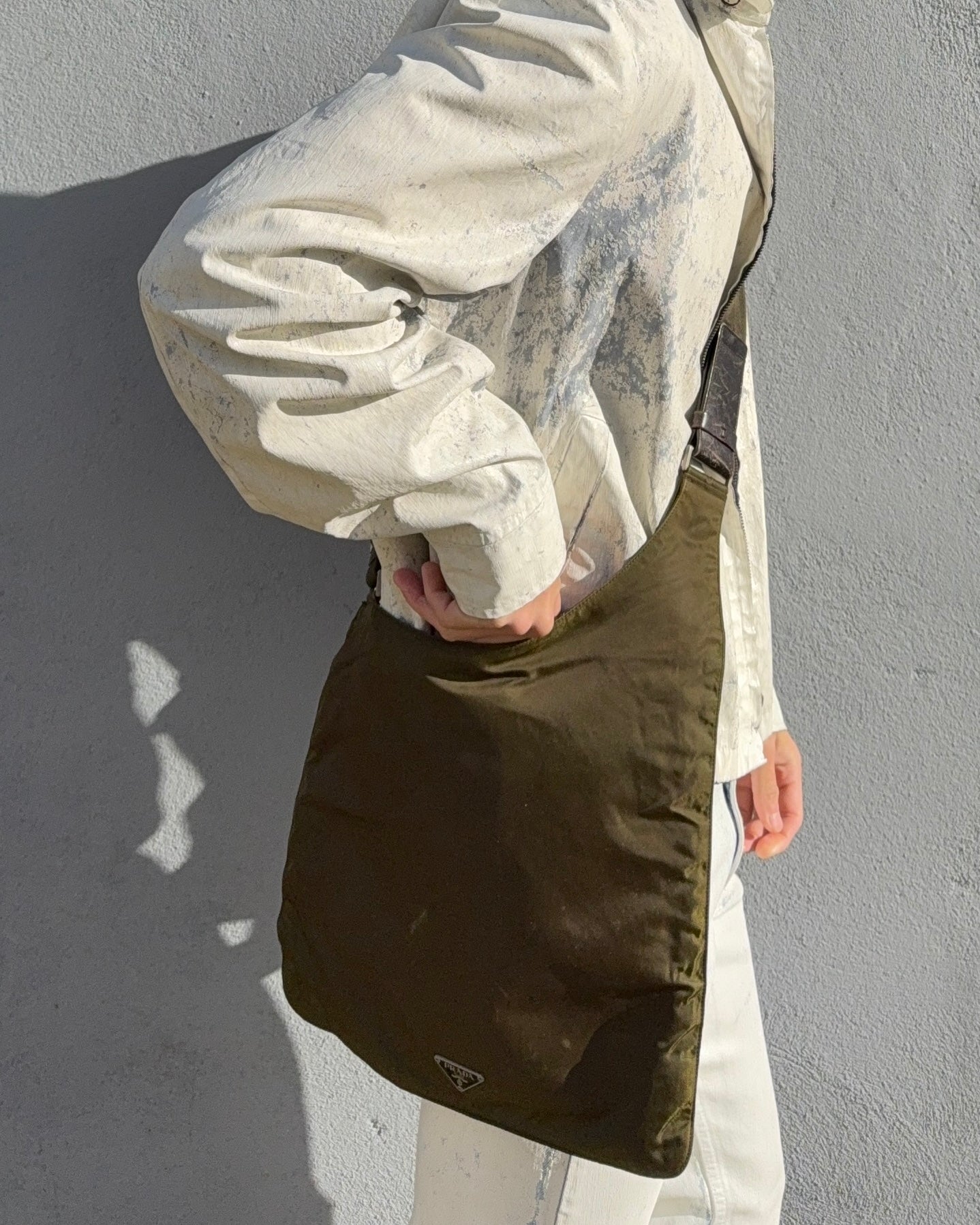 Prada Mainline Vintage Vela Nylon Plaque Logo Crossbody Bag