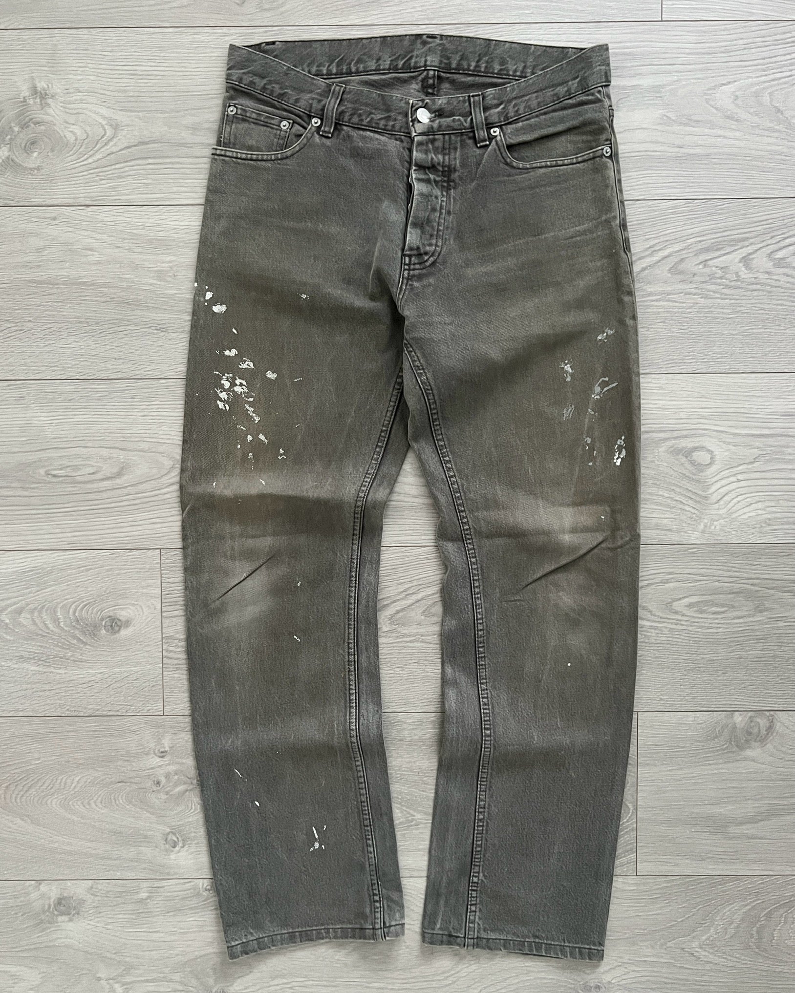 Helmut Lang 1998 Vintage Sanded Denim Painter Jeans (Stained Wash