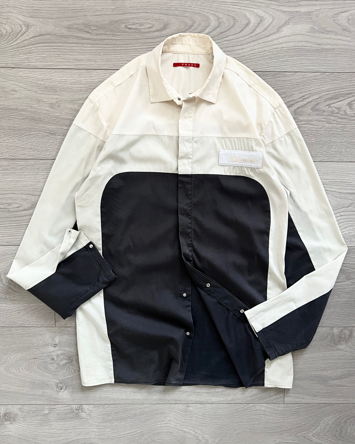 Prada AW2007 Color-Block Snap Front Shirt - Size M