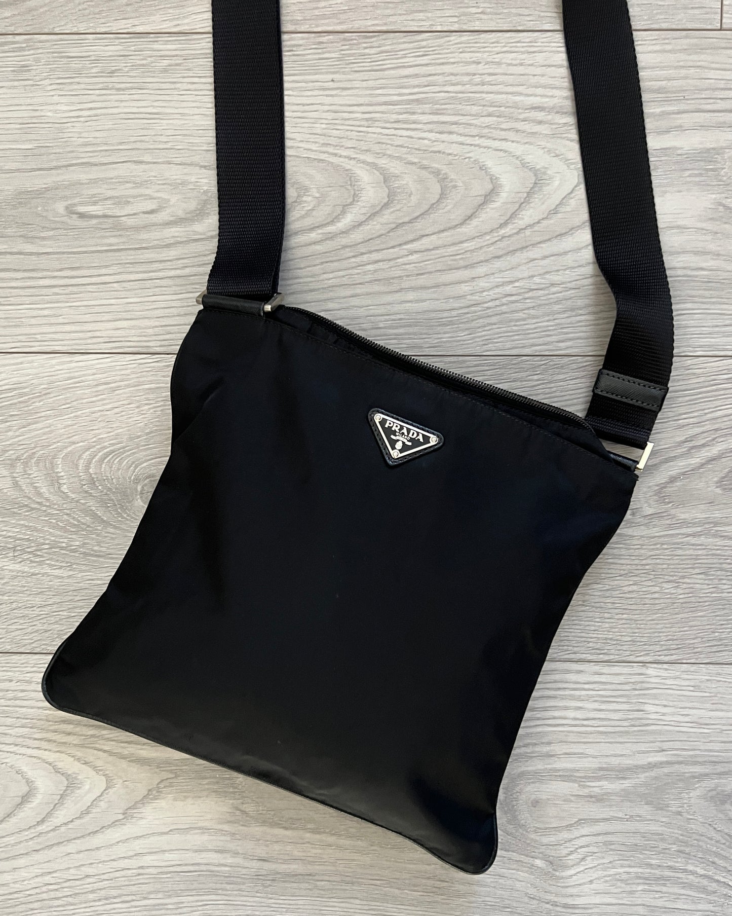 Prada 00s Vela Nylon Plaque Logo Crossbody Bag