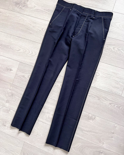 Prada Mainline AW2014 Contrast Stitch Centre Pleat Trousers - Size 34