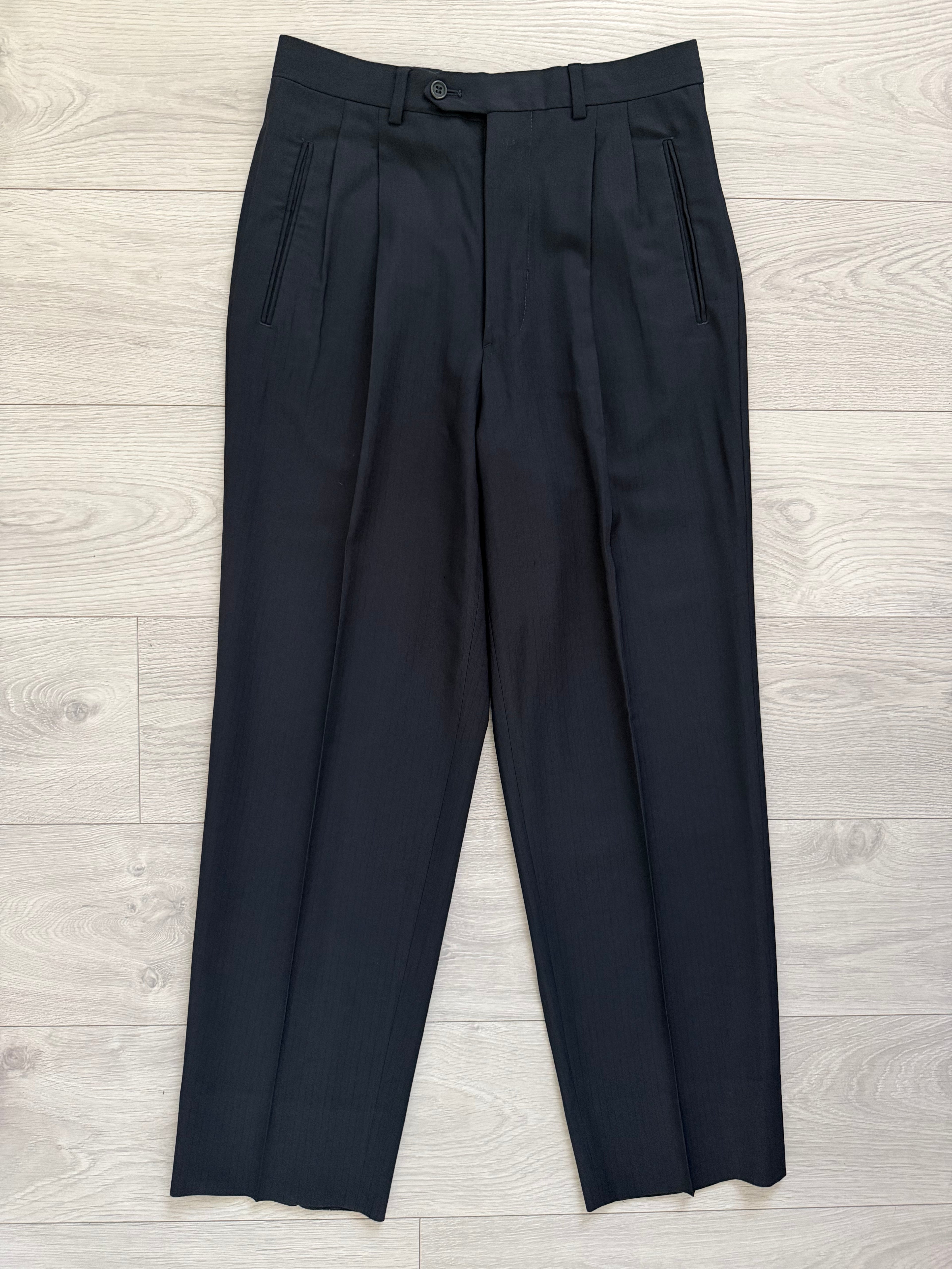 Giorgio Armani 1980s 3B Double Pleat Lightweight Navy Wool Suit - Size M Jacket / 30" Waist