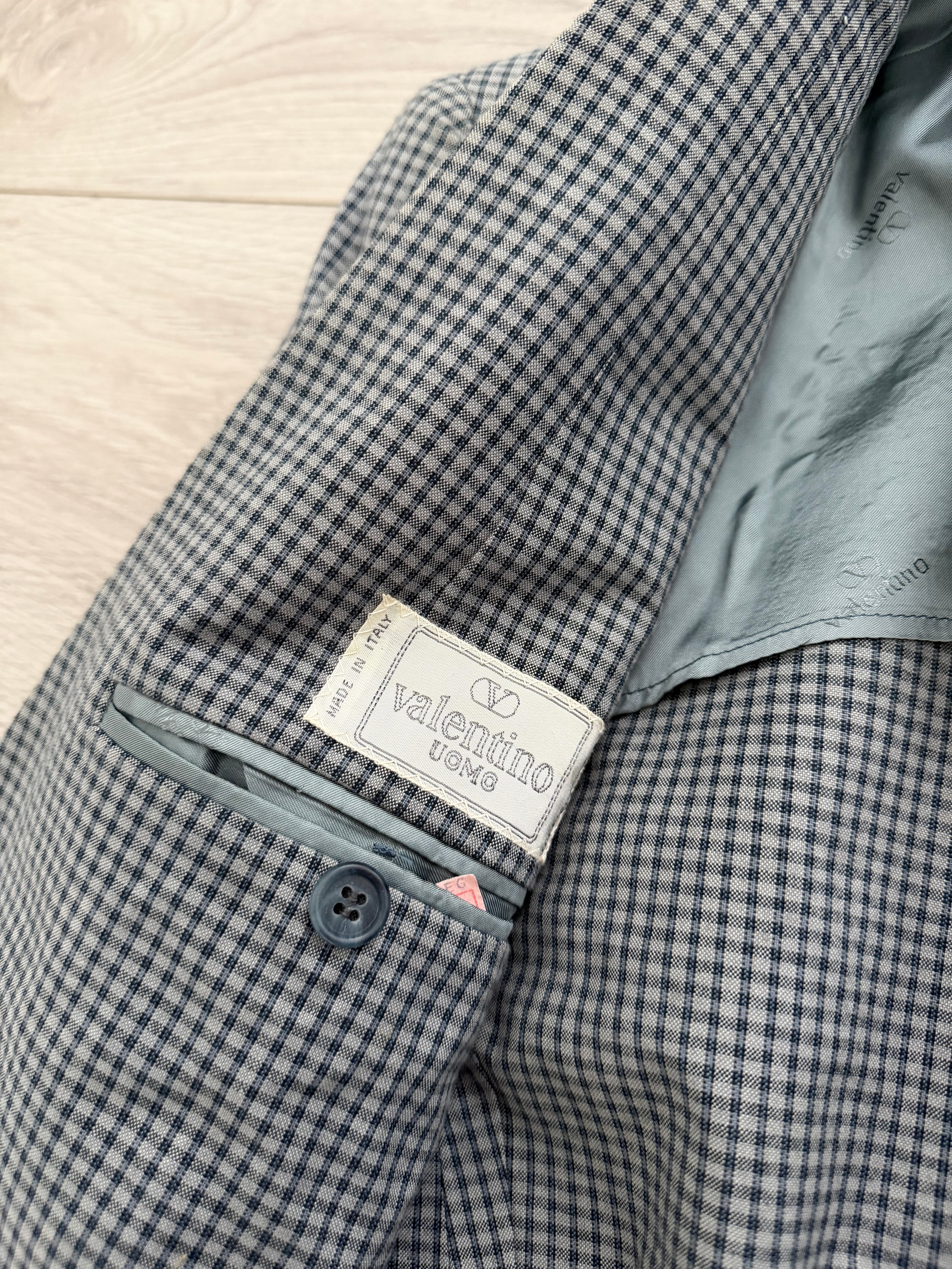 Valentino 1980s 2B Cotton Check Sport Blazer Jacket - Size S