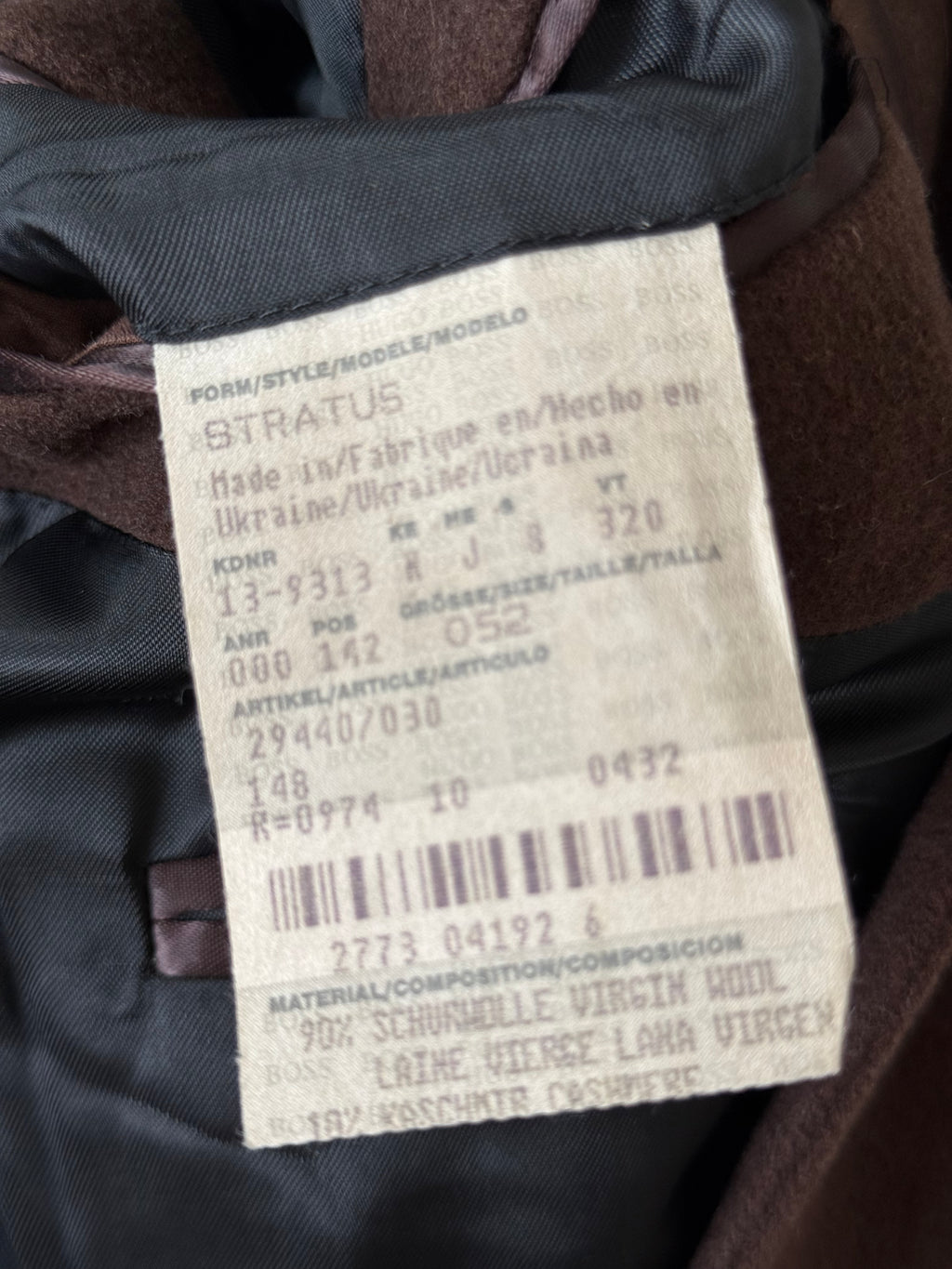 Hugo Boss 1990s 'Stratus' Wool Cashmere Coat - Size M