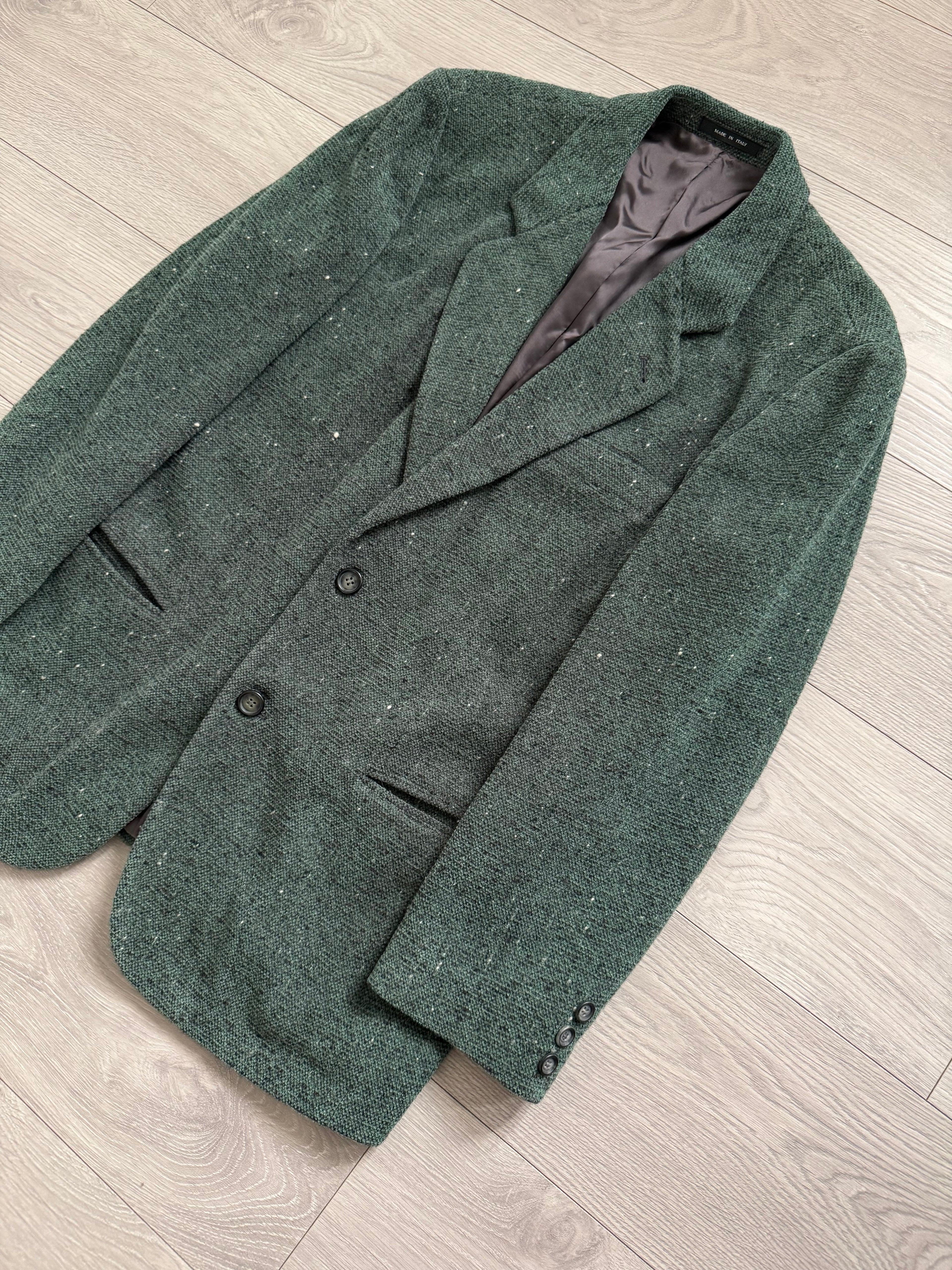 Emporio Armani 1990s 2B Speckled Wool Blend Green Sport Jacket Blazer - Size S