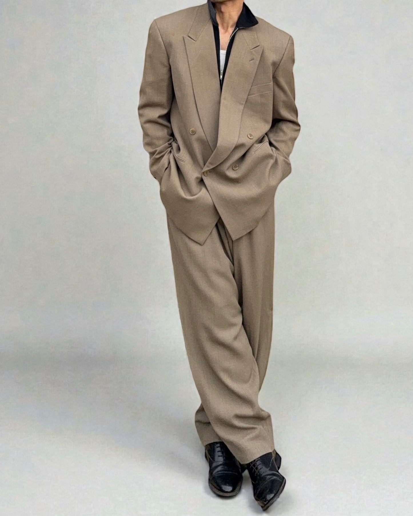 Giorgi Armani 1980s Pleated Double-Breasted Suit - Size L Jacket / 34" Waist