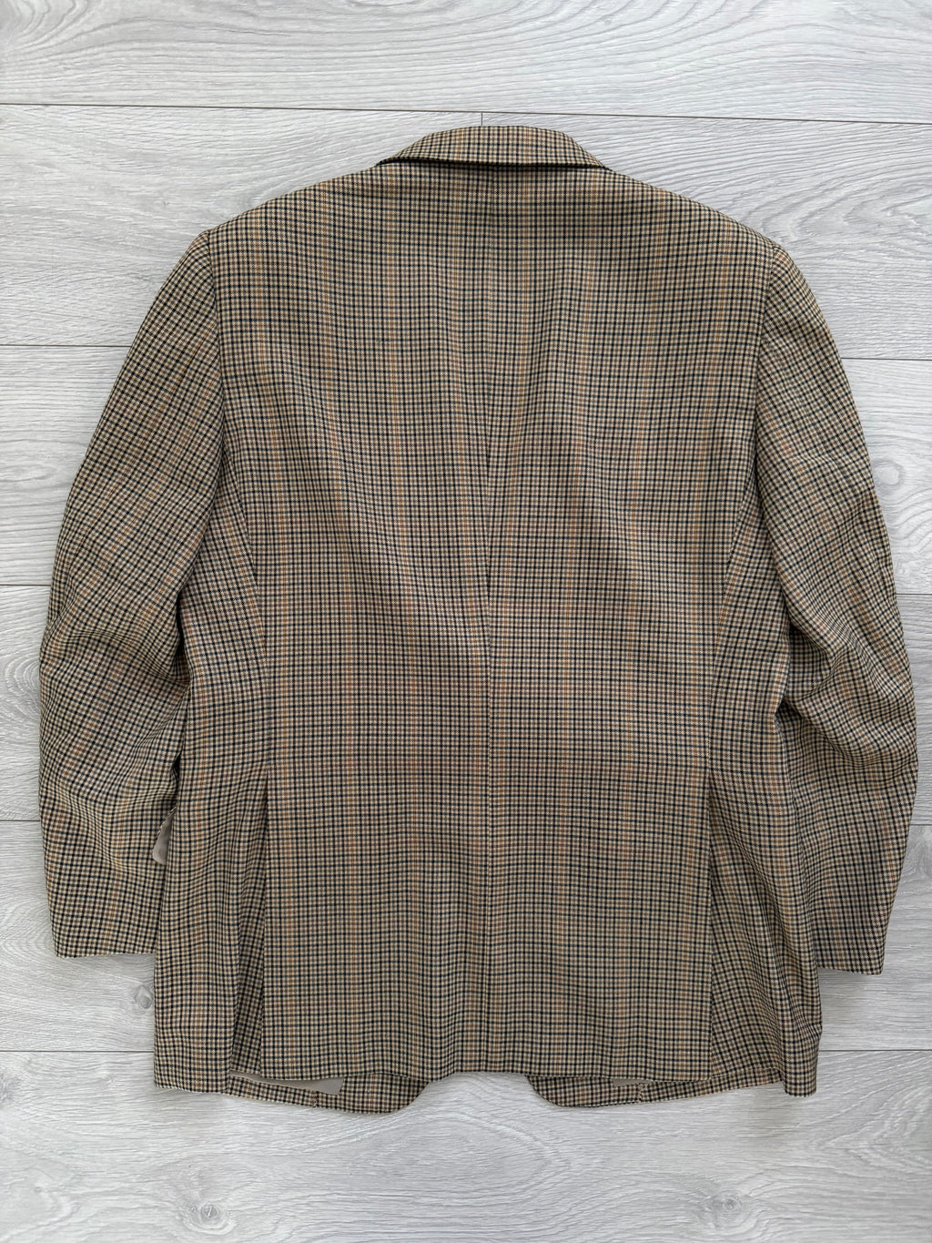 Burberry 1990s 2B Wool Multi-Pattern Tan Sports Jacket Blazer - Size S
