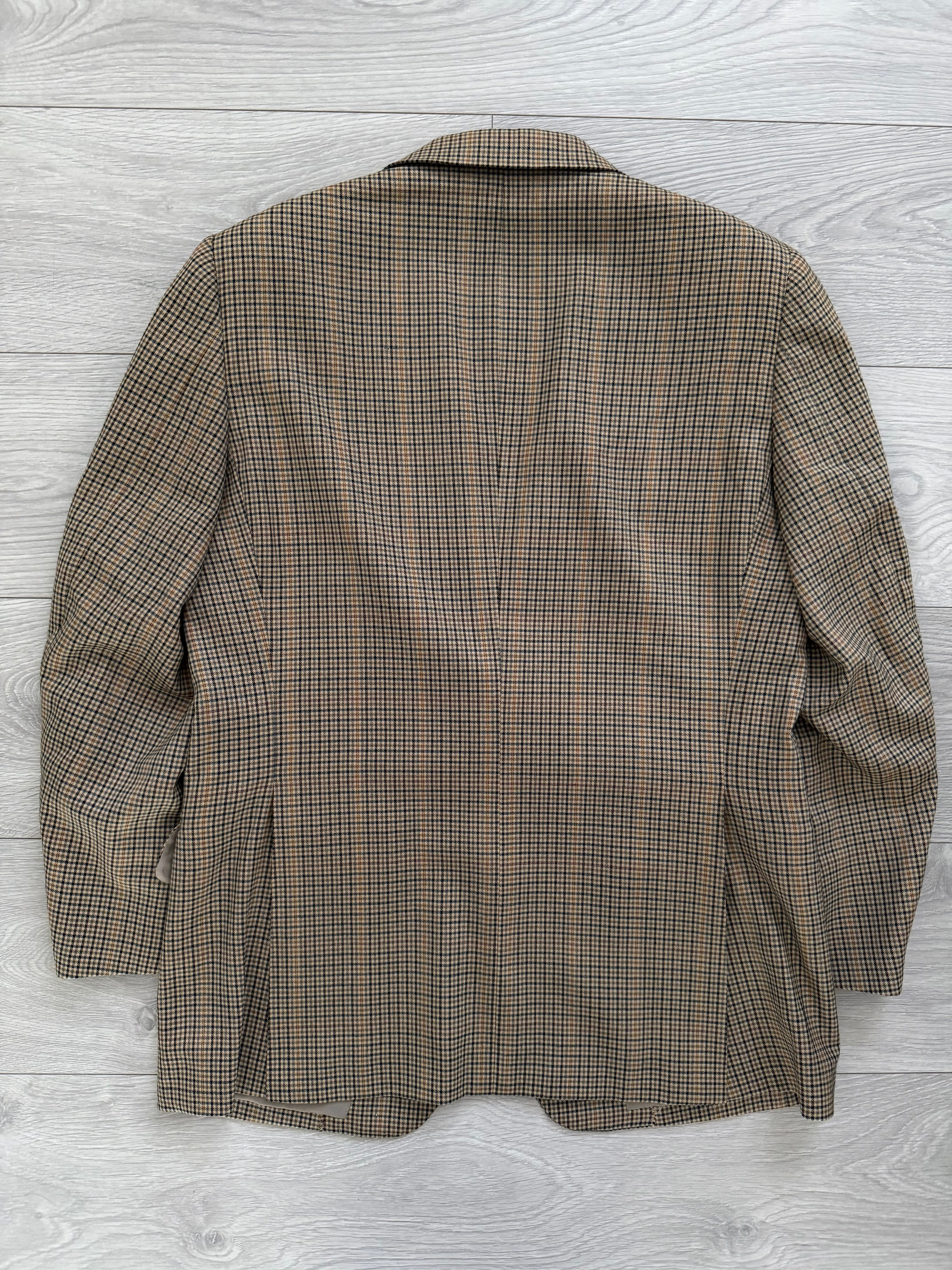 Burberry 1990s 2B Wool Multi-Pattern Tan Sports Jacket Blazer - Size S