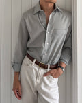 Armani 1990s Green Grey Cotton Shirt - Size M