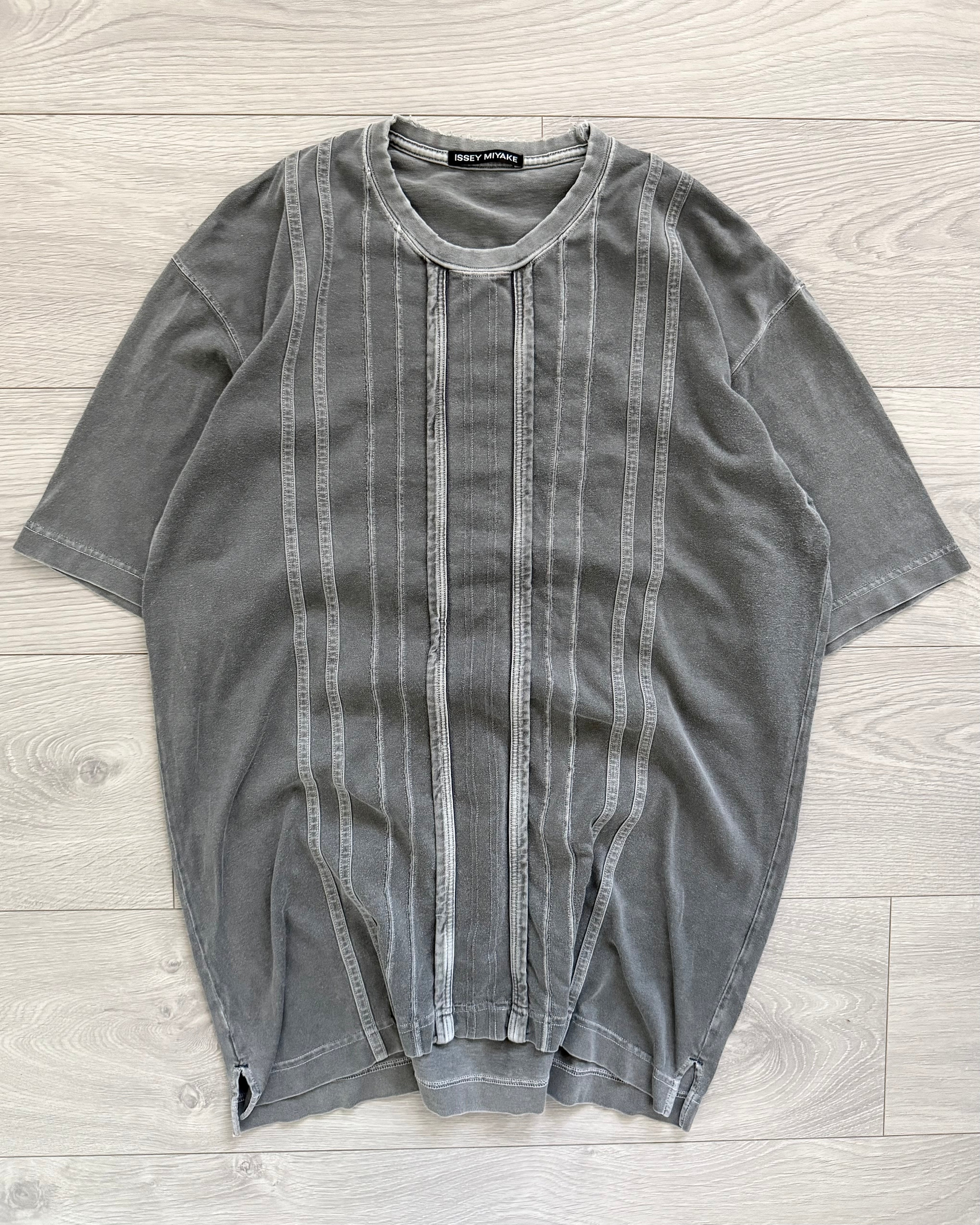 Issey Miyake Early 00s Washed Grey Distressed T-Shirt - Size L