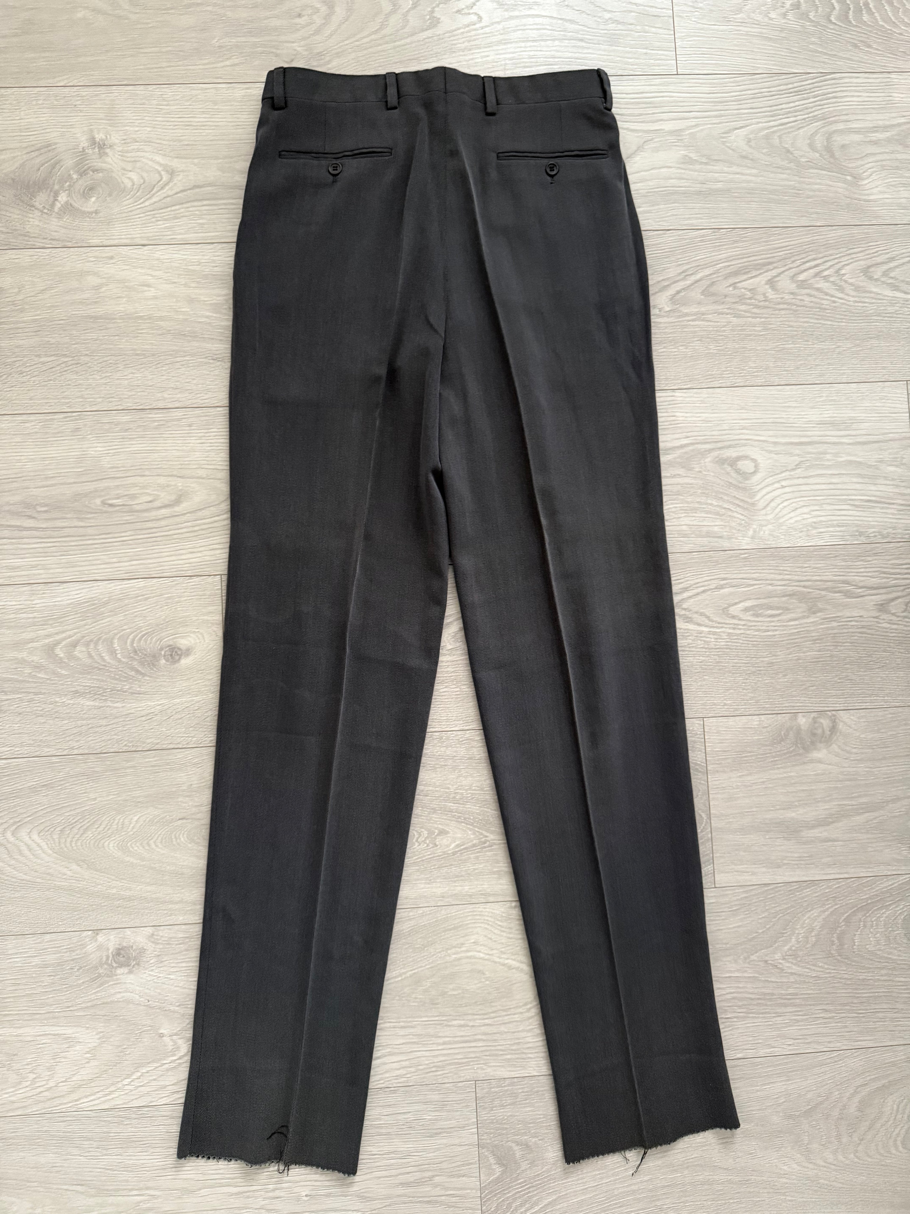 Giorgio Armani 1980s Double Breasted Pleated Wool Suit Steel Charcoal New - Size L Jacket / 32" Waist