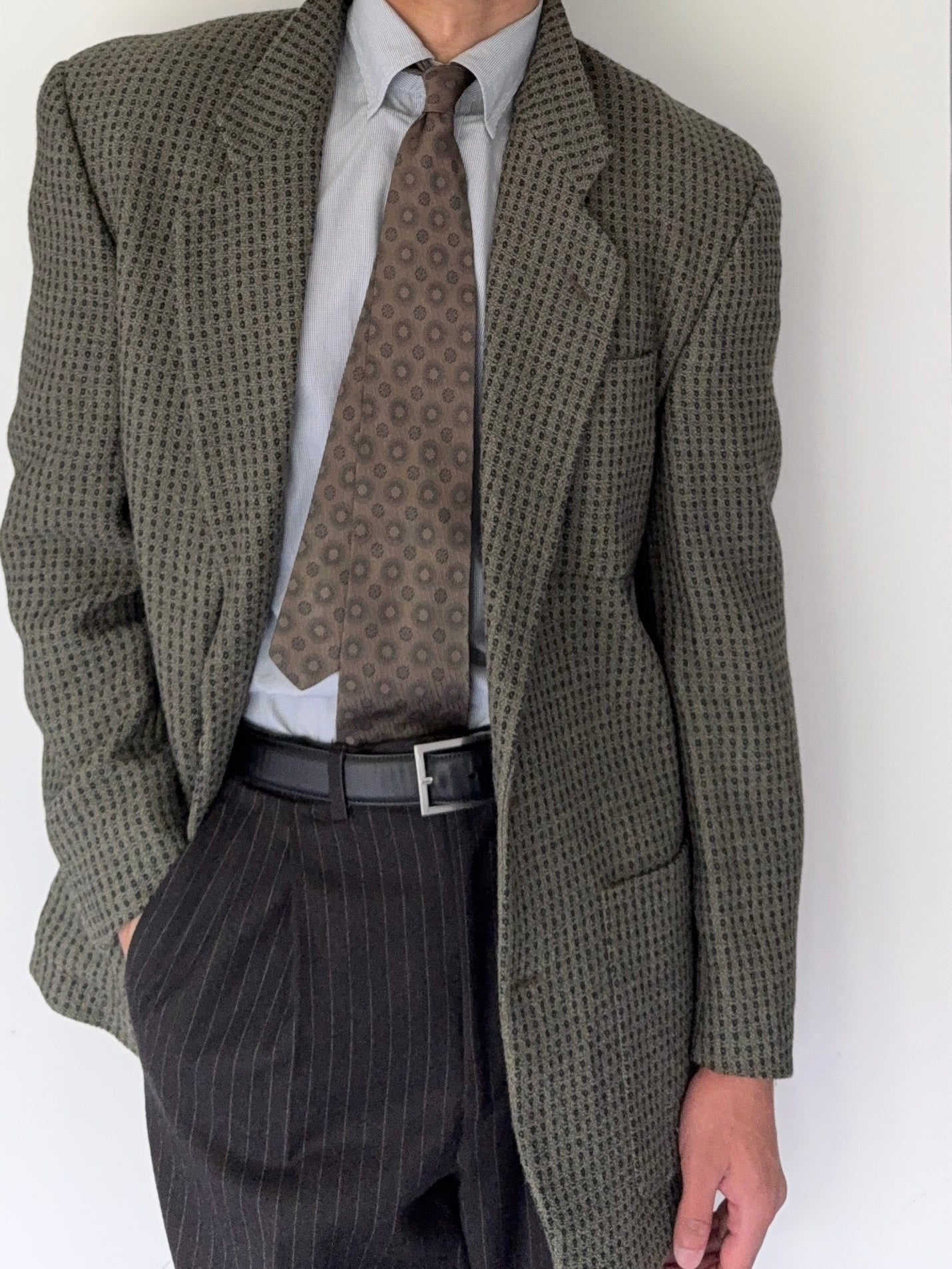 Emporio Armani 1990s Wool Blend Green Sports Blazer Jacket - Size M