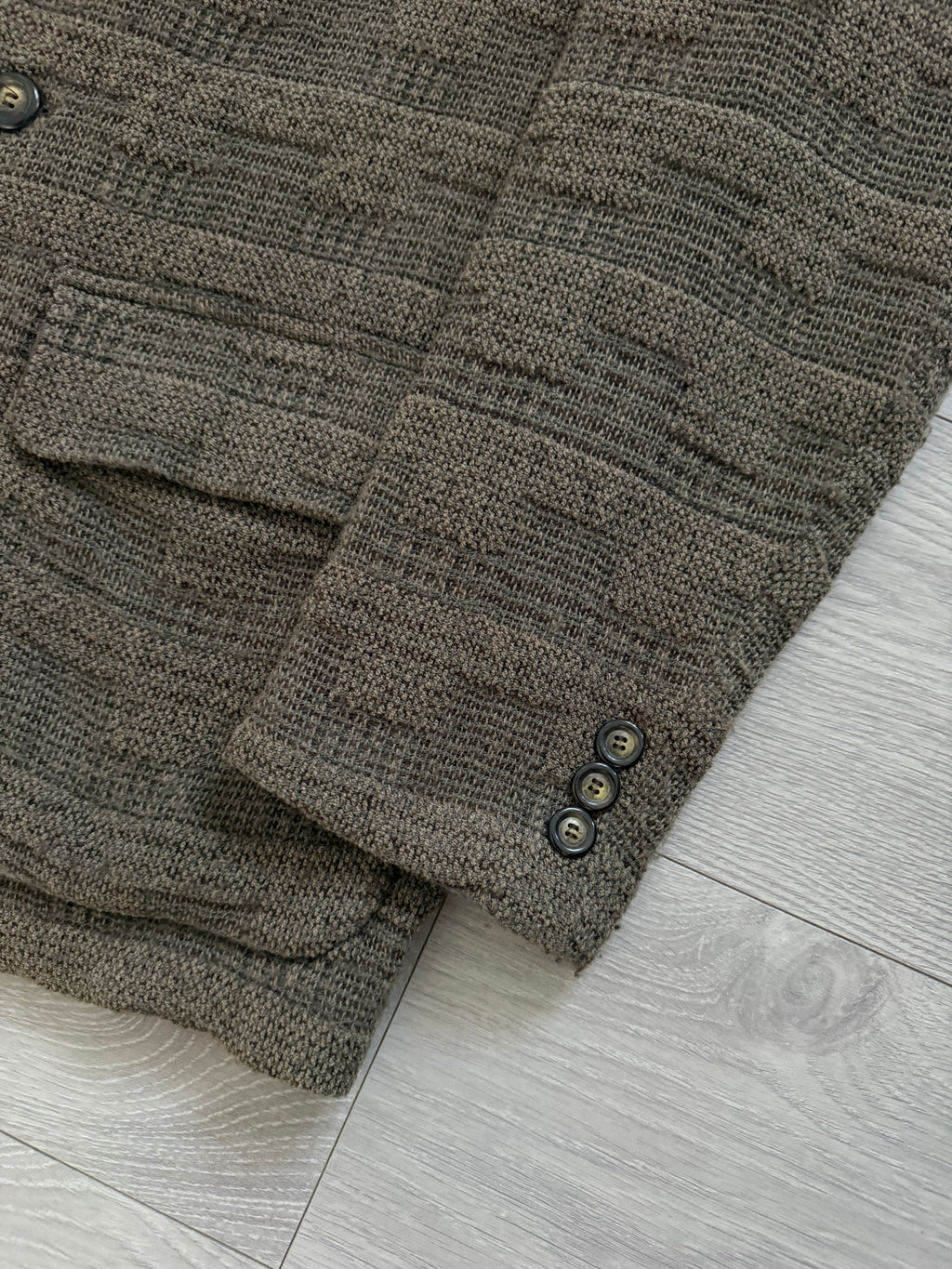 Emporio Armani 1990s 4B Wool Cotton Texture Pattern Jacket - Size L