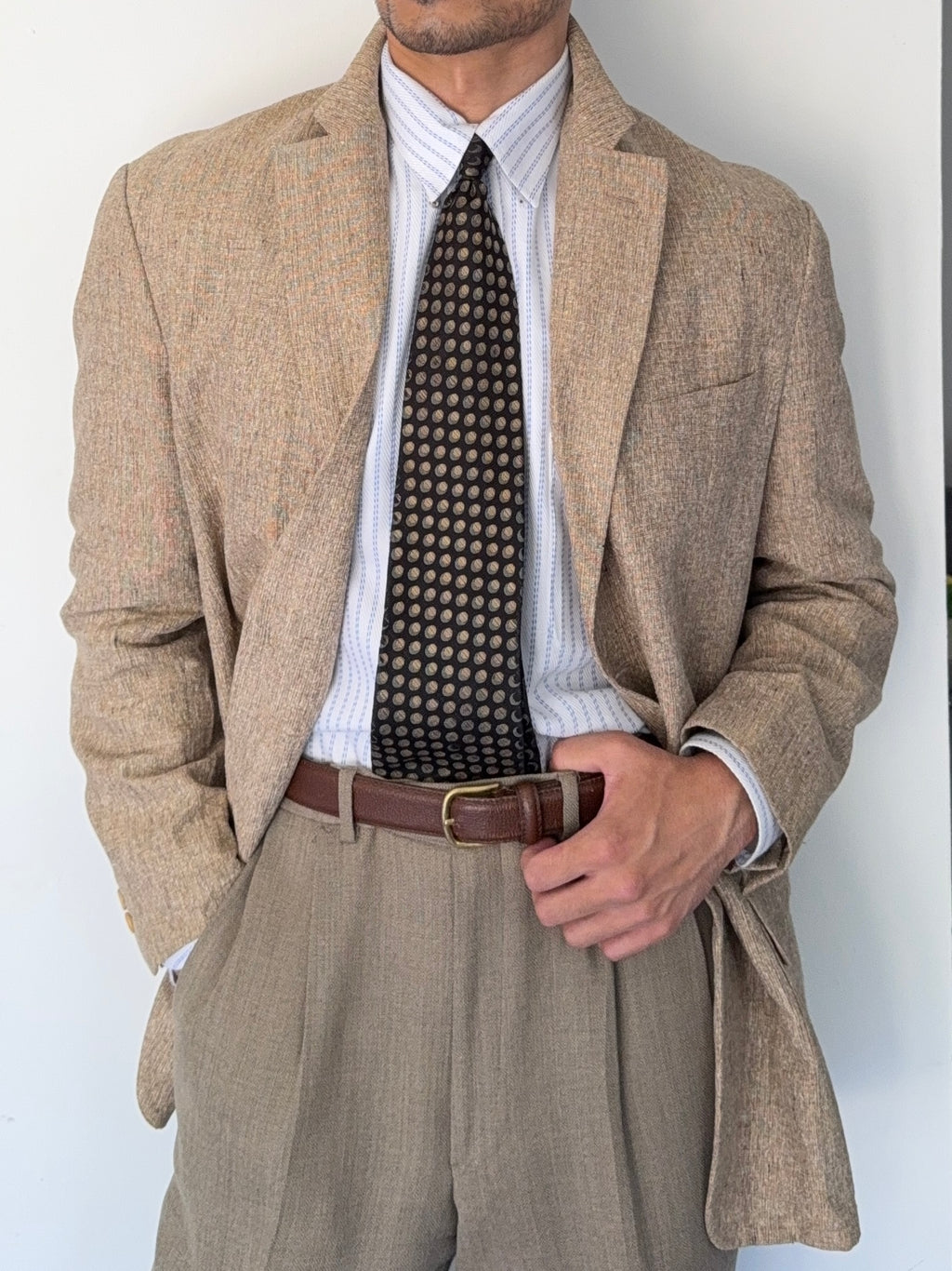 Hilton Armani 1990s Linen Silk 2B Handmade Sports Jacket Blazer - Size L