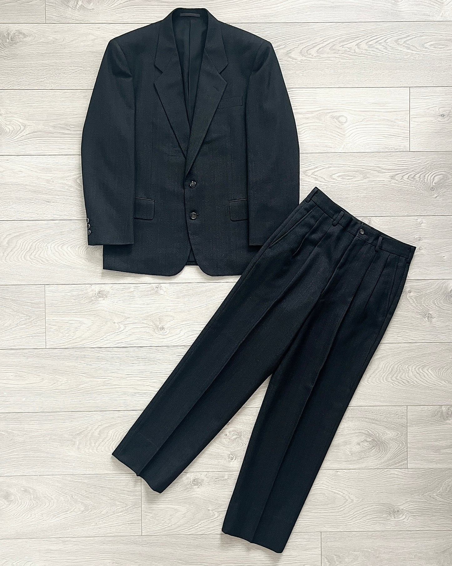 Comme Des Garcons Homme Deux 1995 Pleated Herringbone Suit - M Jacket / 30" Waist