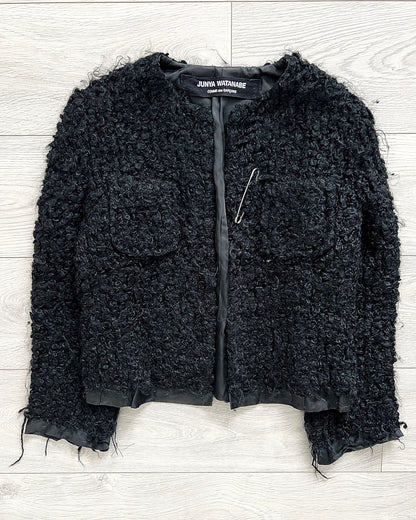 Junya Watanabe AW03' Boucle Wool Mohair Raw Hem Oversized Pin Jacket - Size M Womens