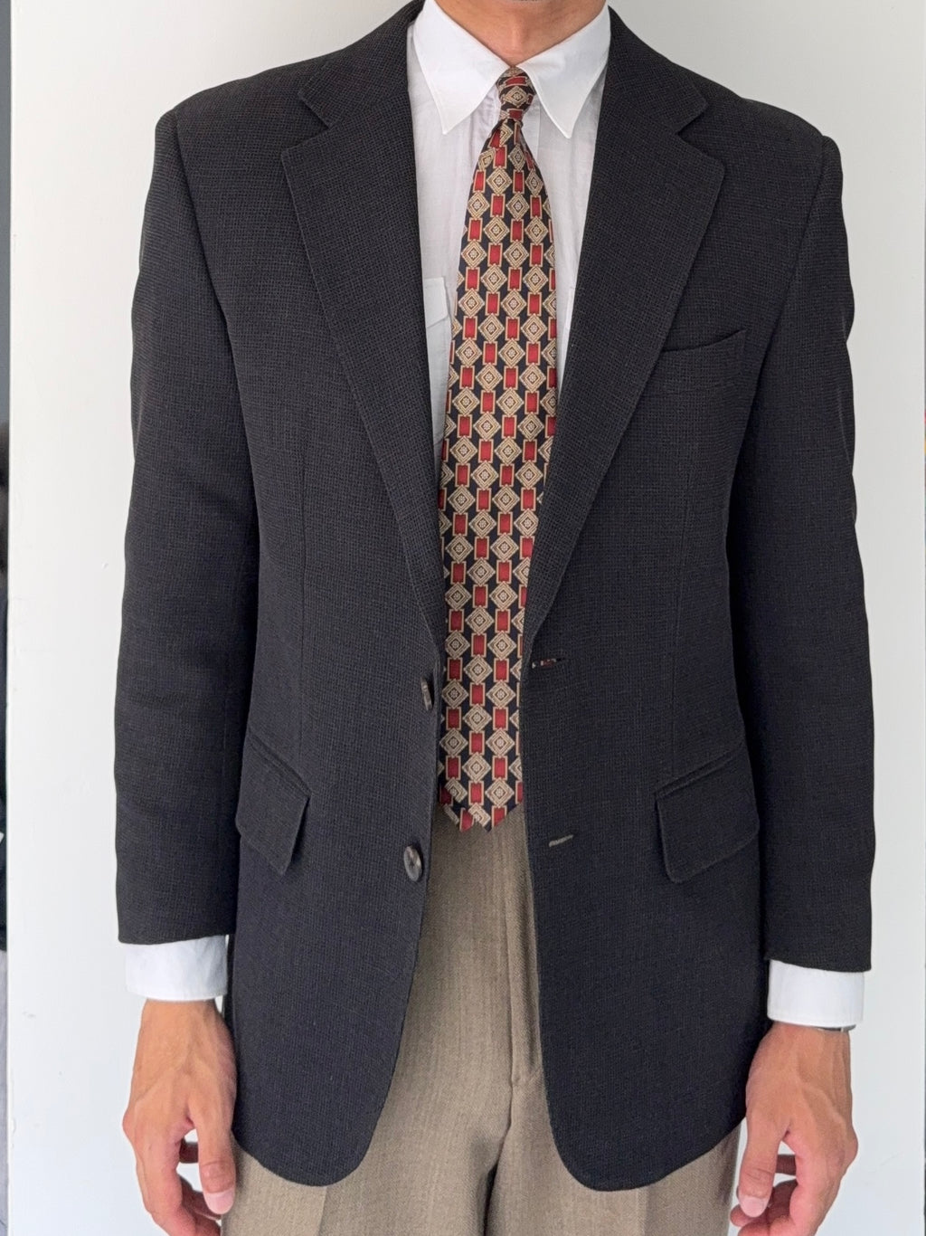 Burberry 1990s 2B Wool Charcoal Black Lightweight Partially Lined Sports Jacket Blazer - Size S