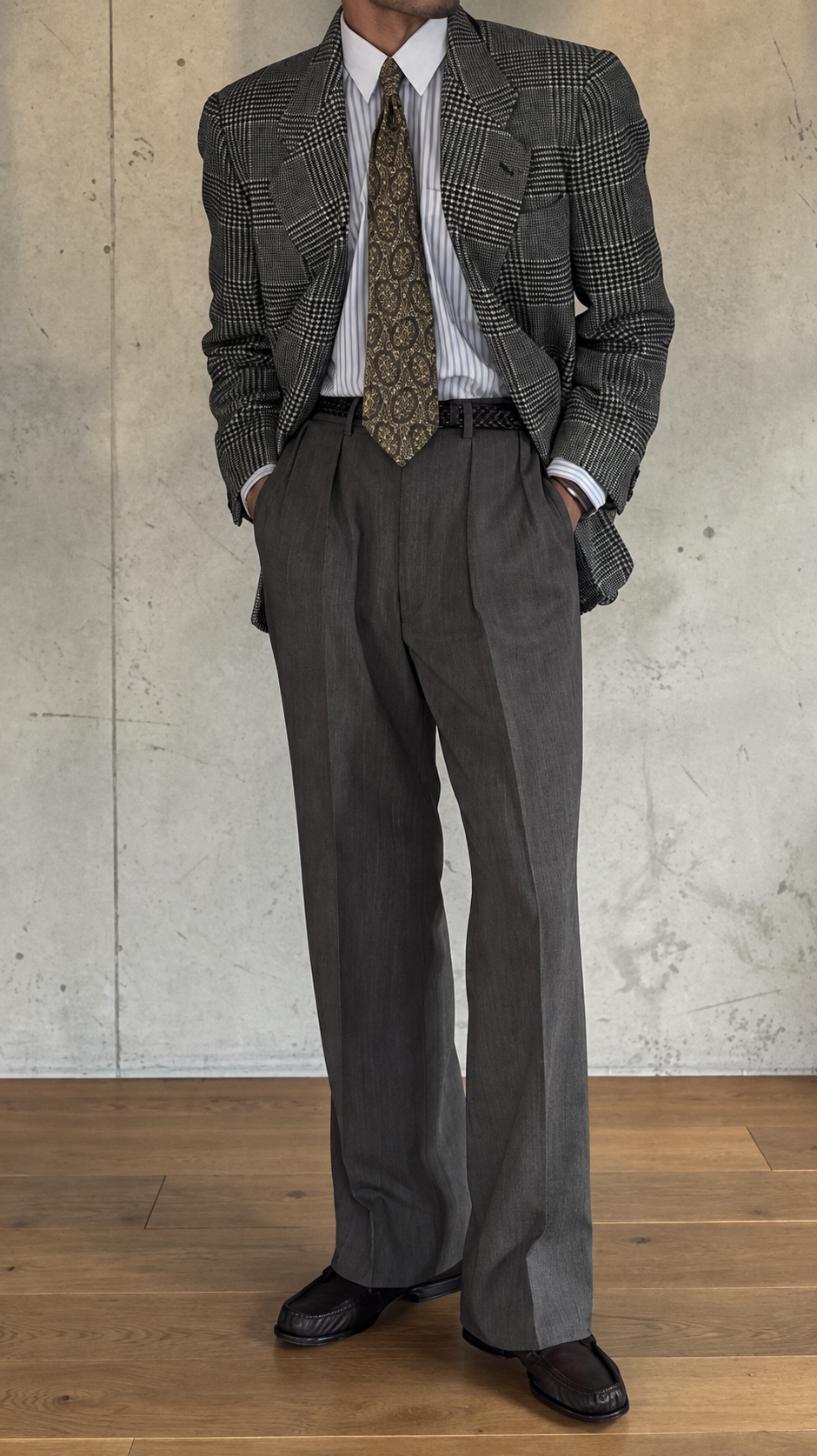 Giorgio Armani Mainline 1980s 2B Check Wool Sport Jacket Blazer  - Size M