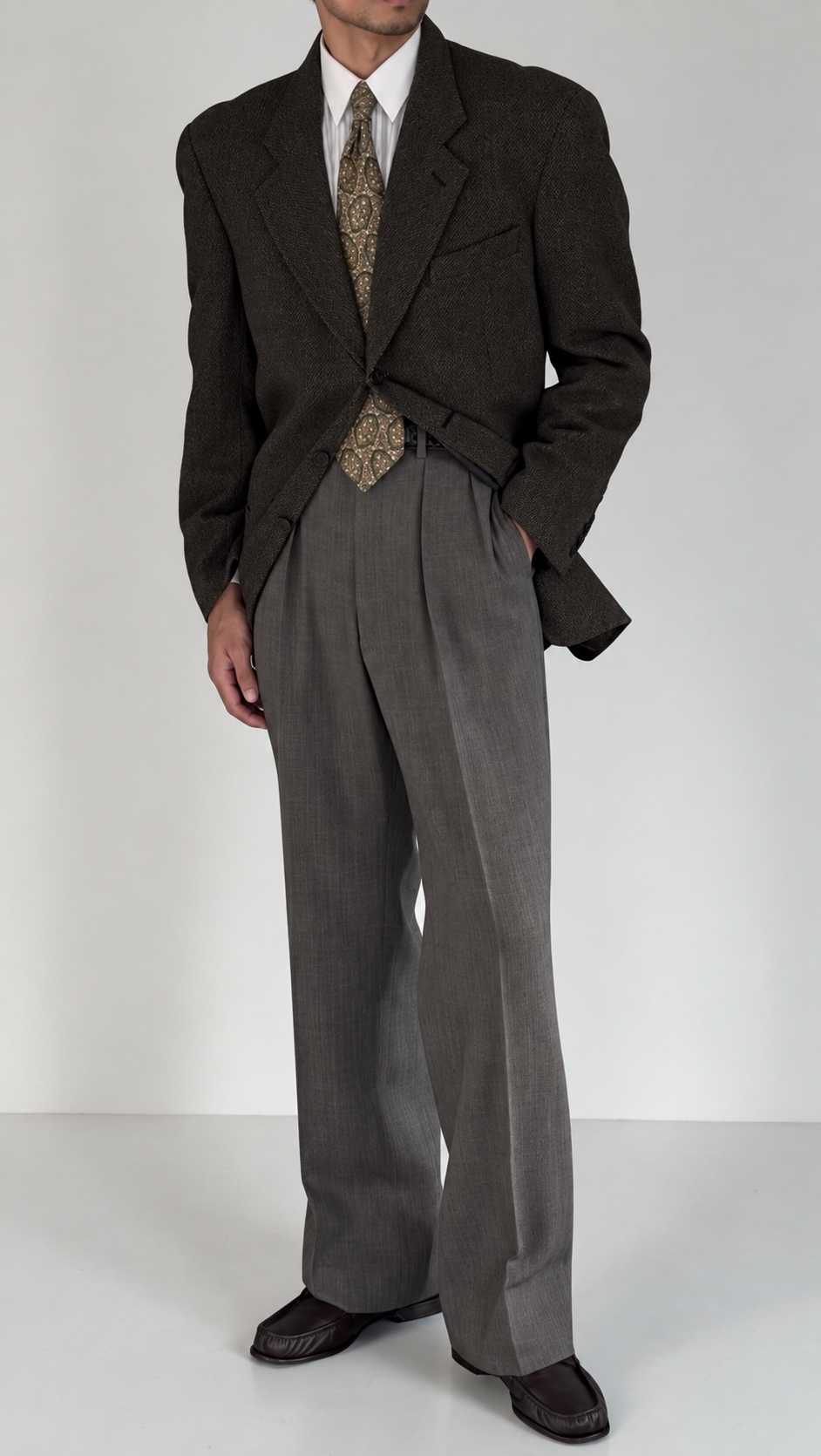 Giorgio Armani 1980s 3B Textured Wool Sport Jacket Blazer  - Size XL