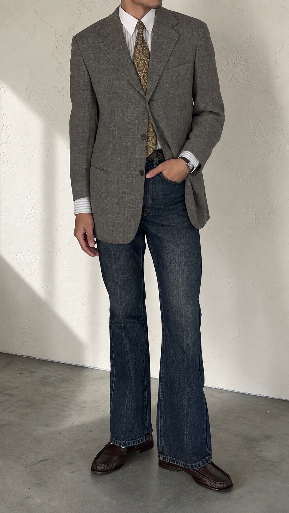 Hilton Vestimenta Armani 1996 3B Textured Wool Sport Jacket Blazer - Size S