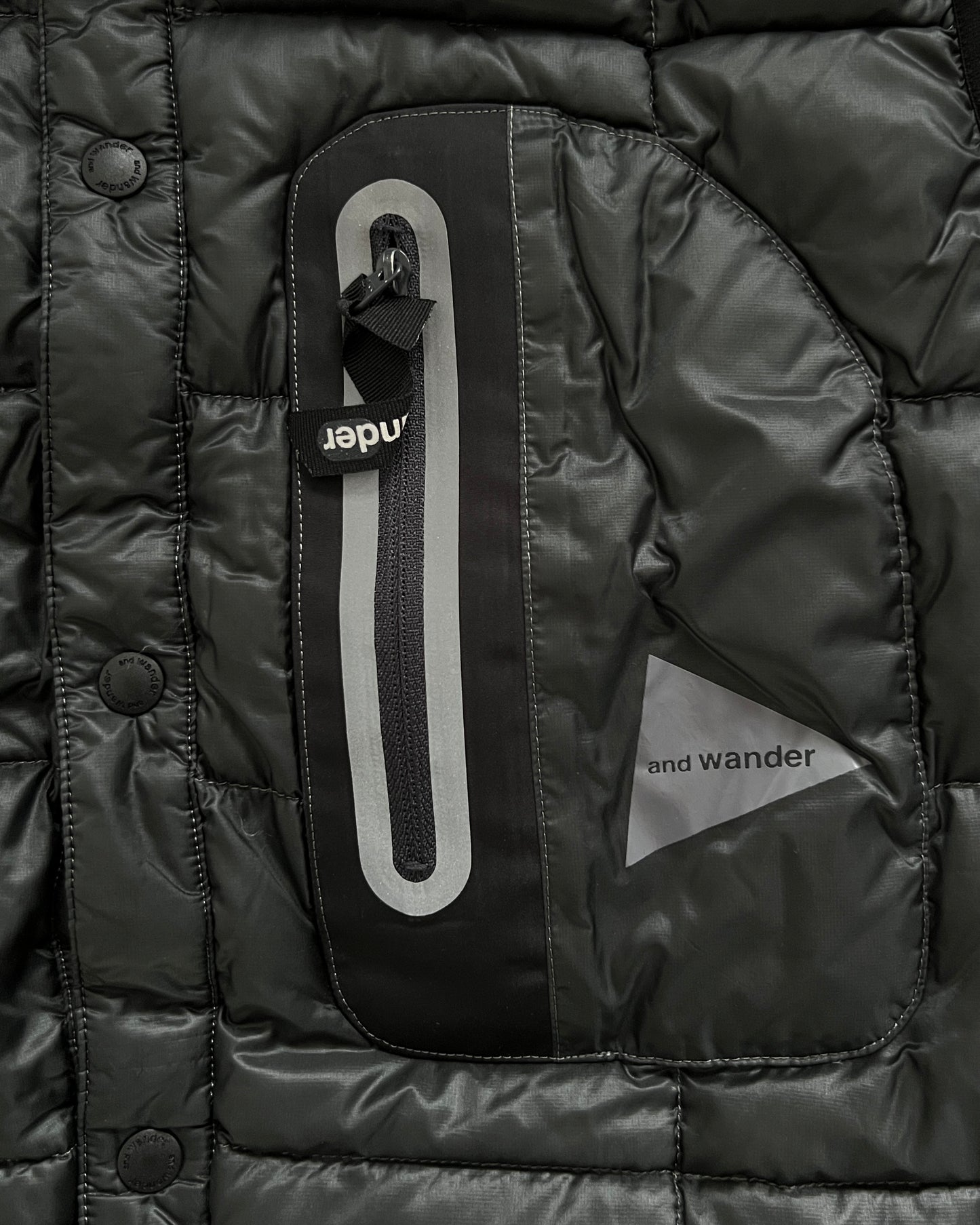 And Wander Pertex Quantum Square Stitch Snap Puffer Vest - Size S