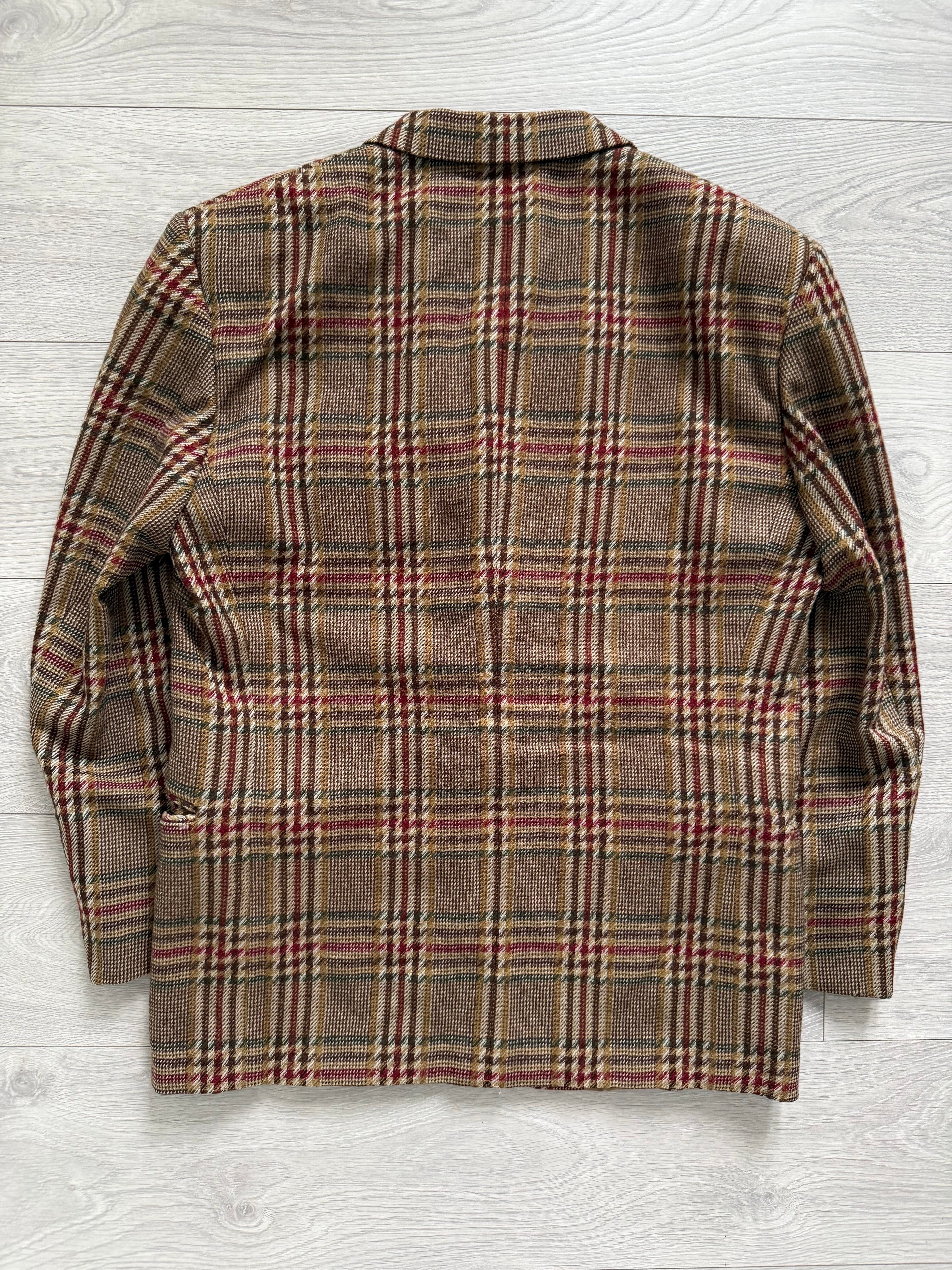 Valentino 1980s 2B Textured Wool Check Sports Jacket Blazer  - Size L