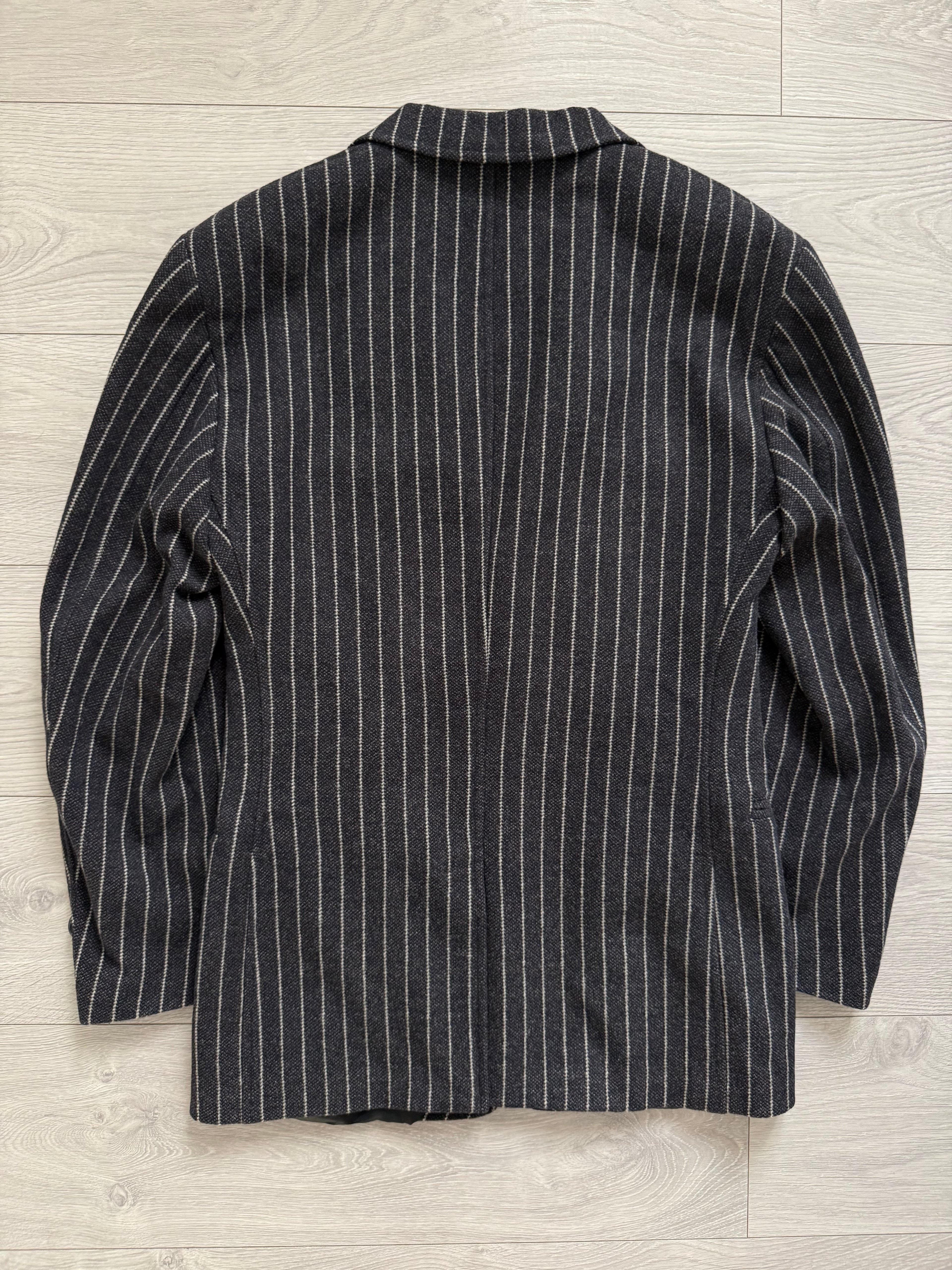 Emporio Armani 1990s 3B Chalk Stripe Ruched Wool Sport Jacket Blazer - Size M
