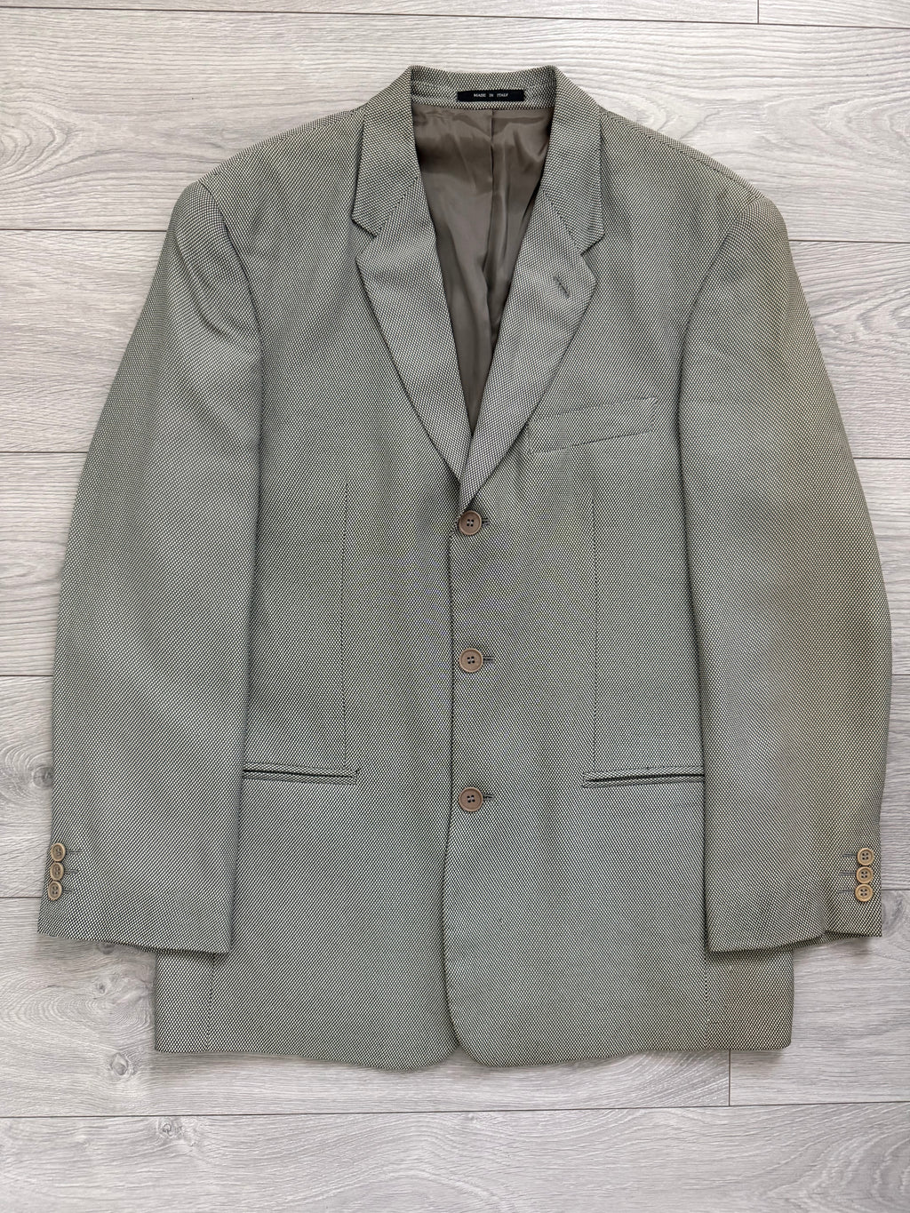 Emporio Armani 1990s 3B Textured Wool Blend Sports Jacket Blazer - Size L