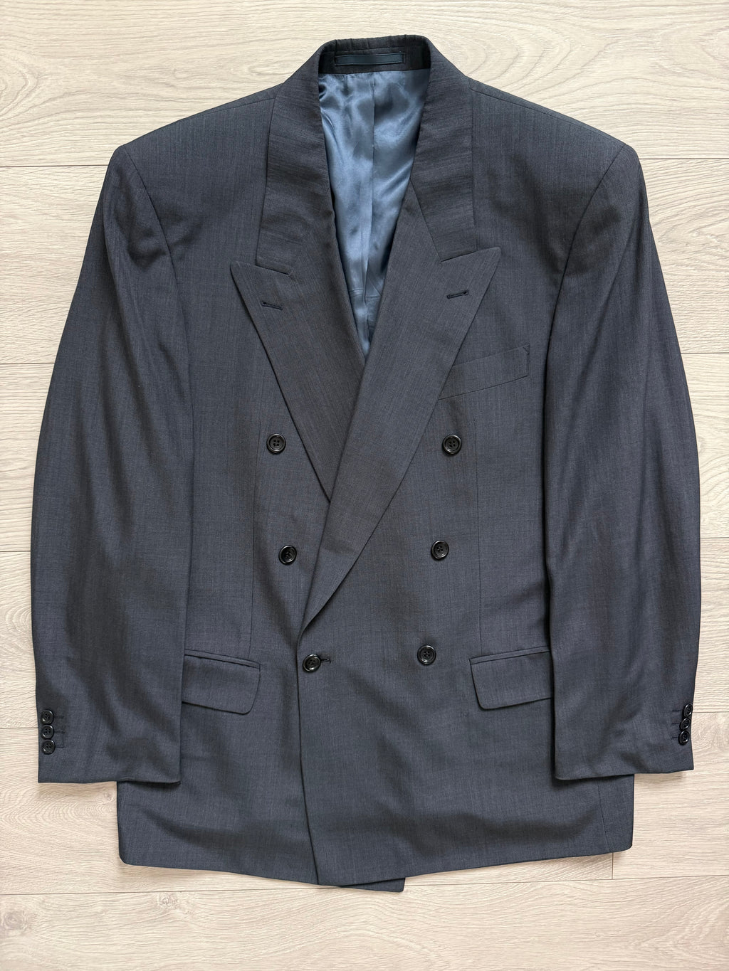 Hugo Boss 'Al Capone' 1980s Peaked Lapel Double Breasted Wool Rayon Sport Blazer Jacket - Size L