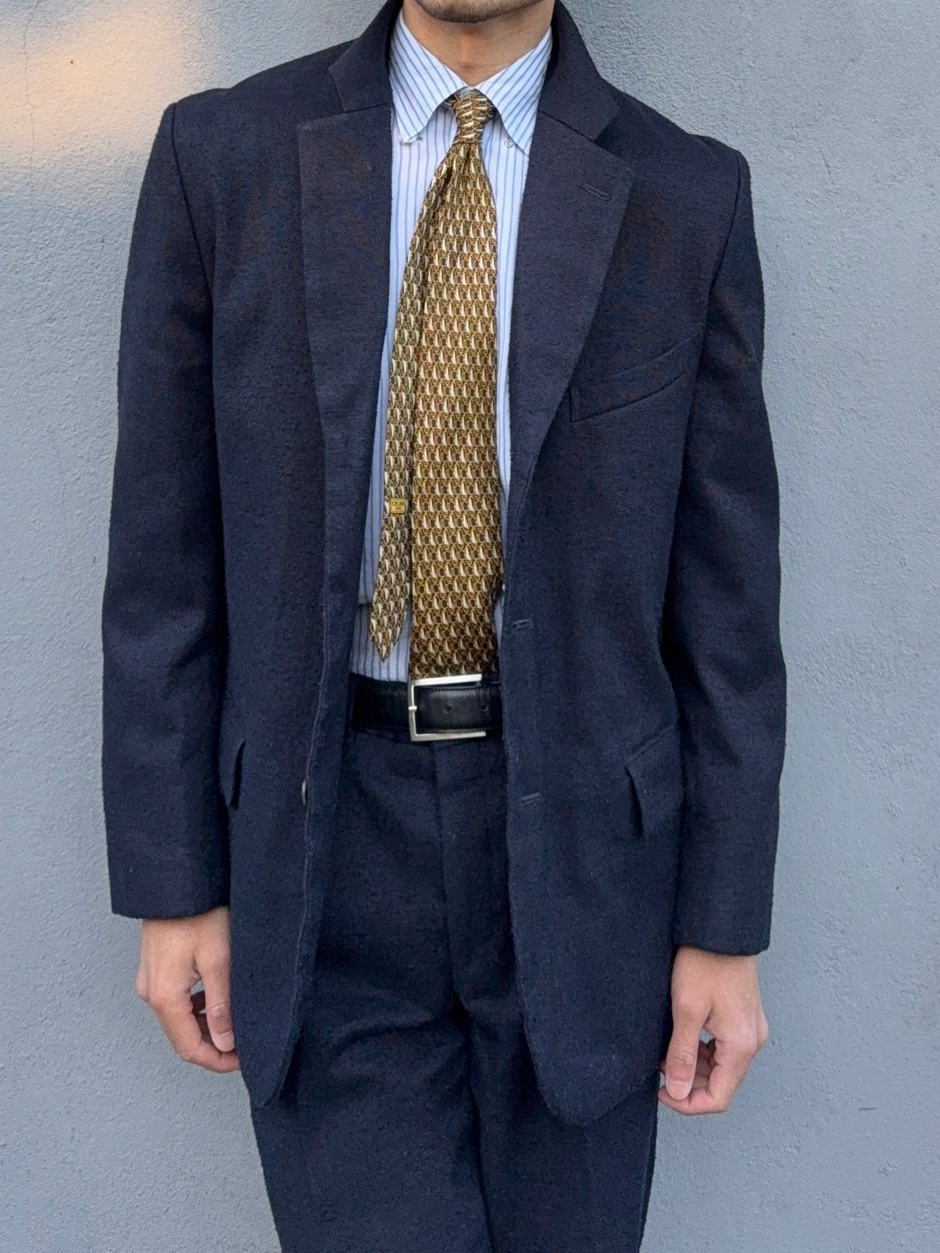 Comme Des Garcons Homme Plus SS1998 Structured Poly 'Pilled' Blue Suit - Size M Jacket / 32" Waist