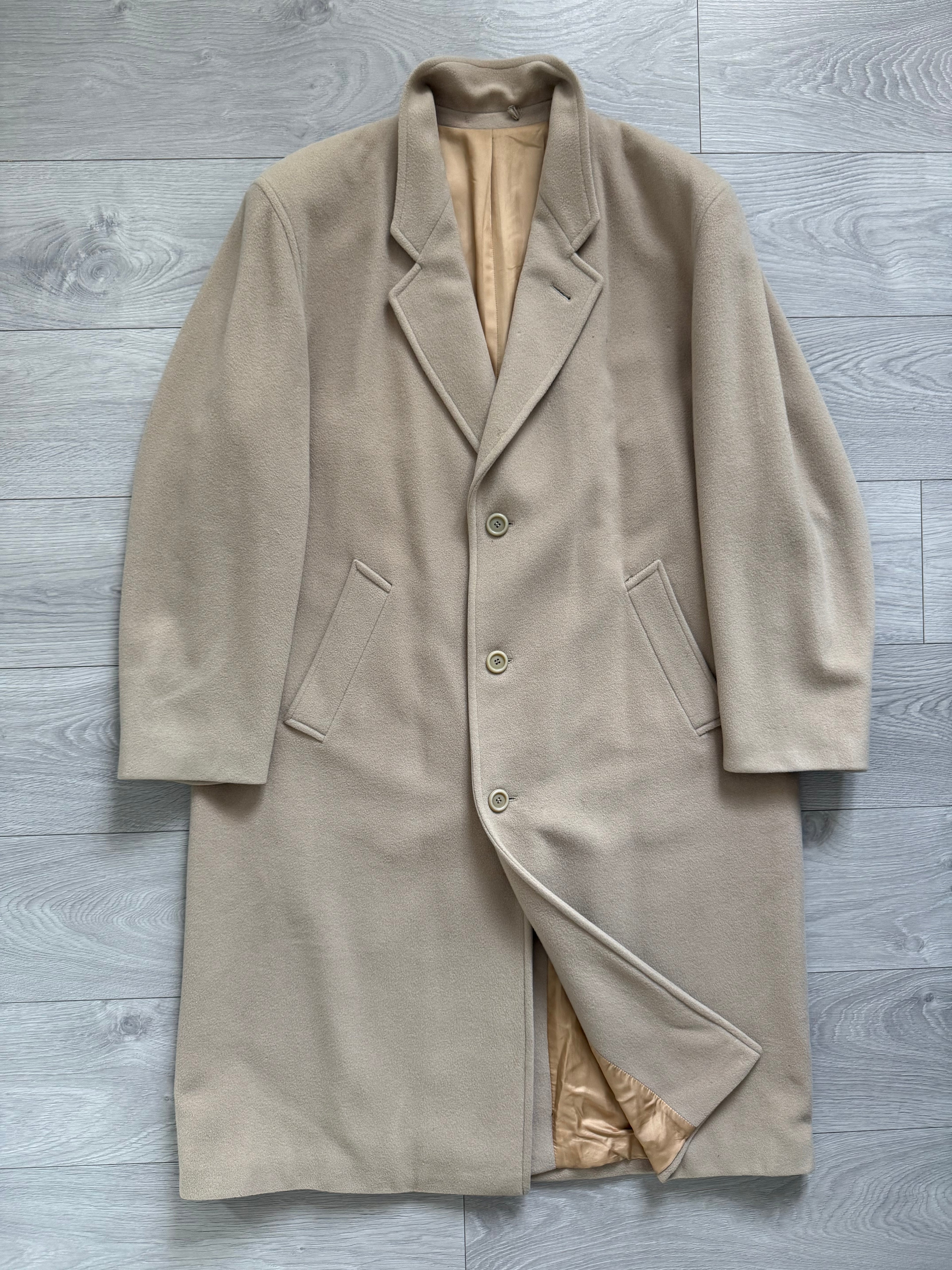 Hugo Boss 1980s 'De Tomaso' Wool Overcoat Cream - Size XL