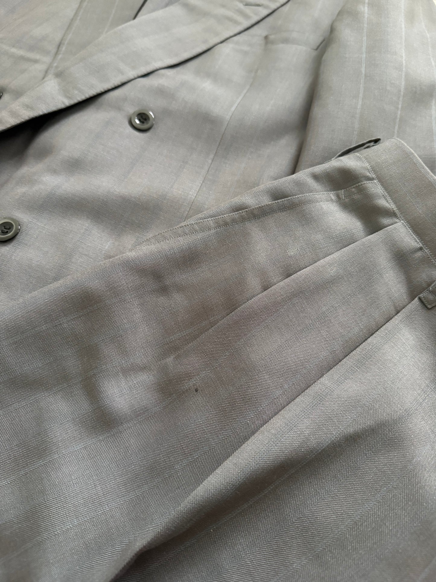 Yves Saint Laurent 1990s Double-Breasted Pleated Wool Suit - Size L Jacket / 34" Waist