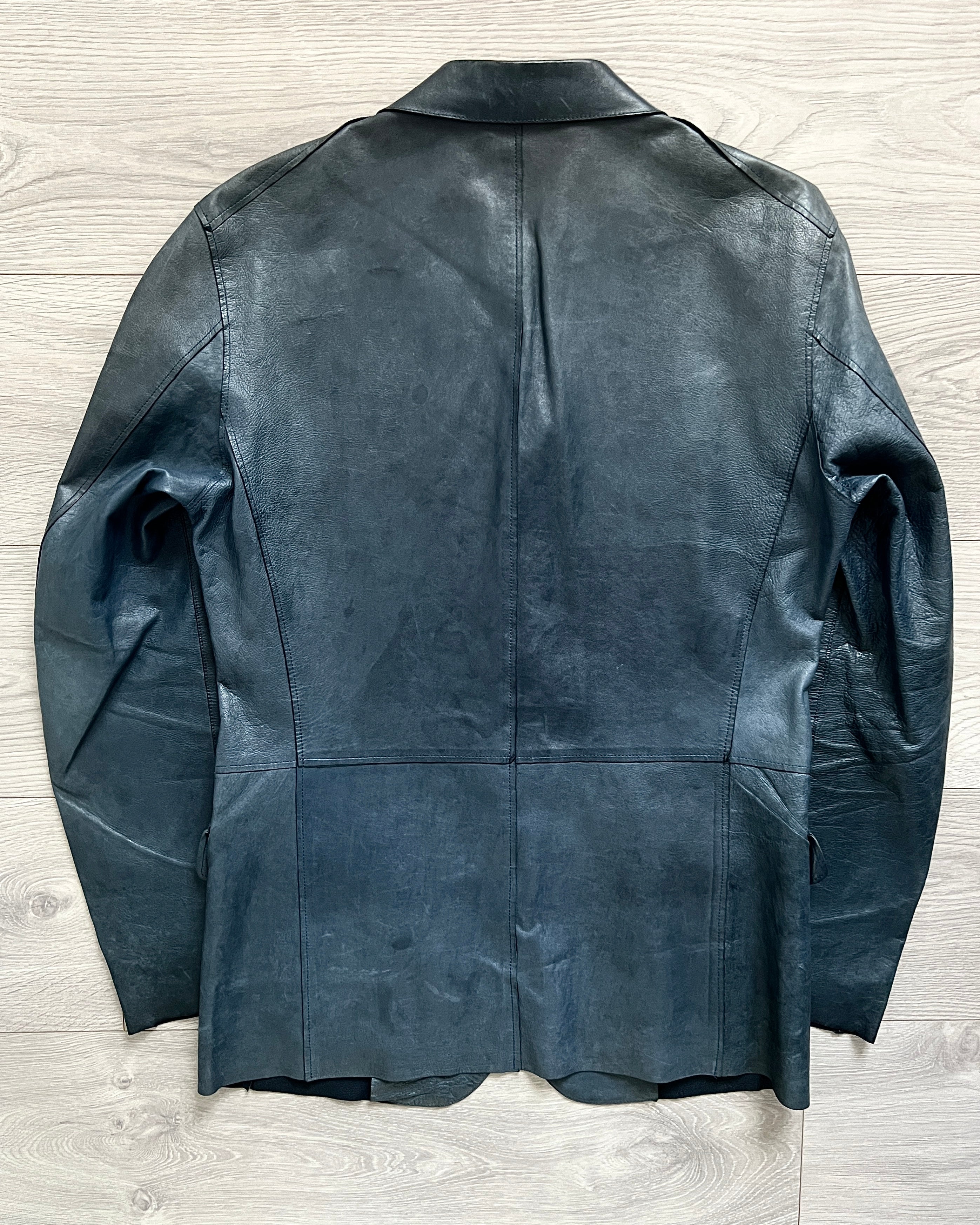 Jil Sander by Raf Simons 00s Petrol Blue Leather Jacket - Size S 