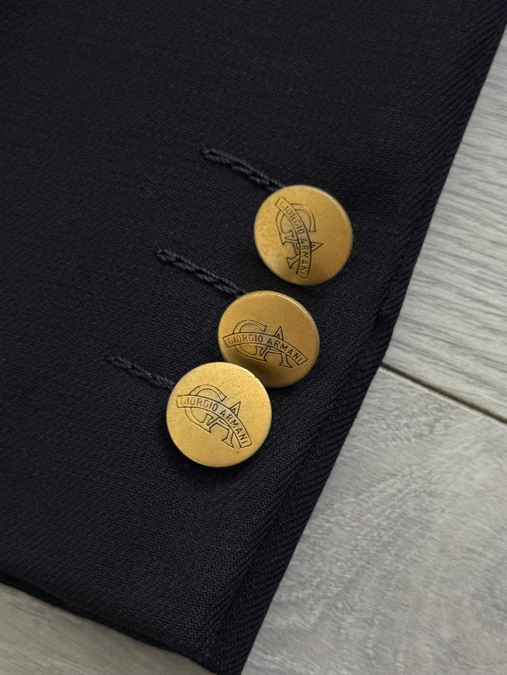 Giorgio Armani 1980s Peaked Lapel Double Breasted Metal Button Wool Sports Jacket Blazer - Size M