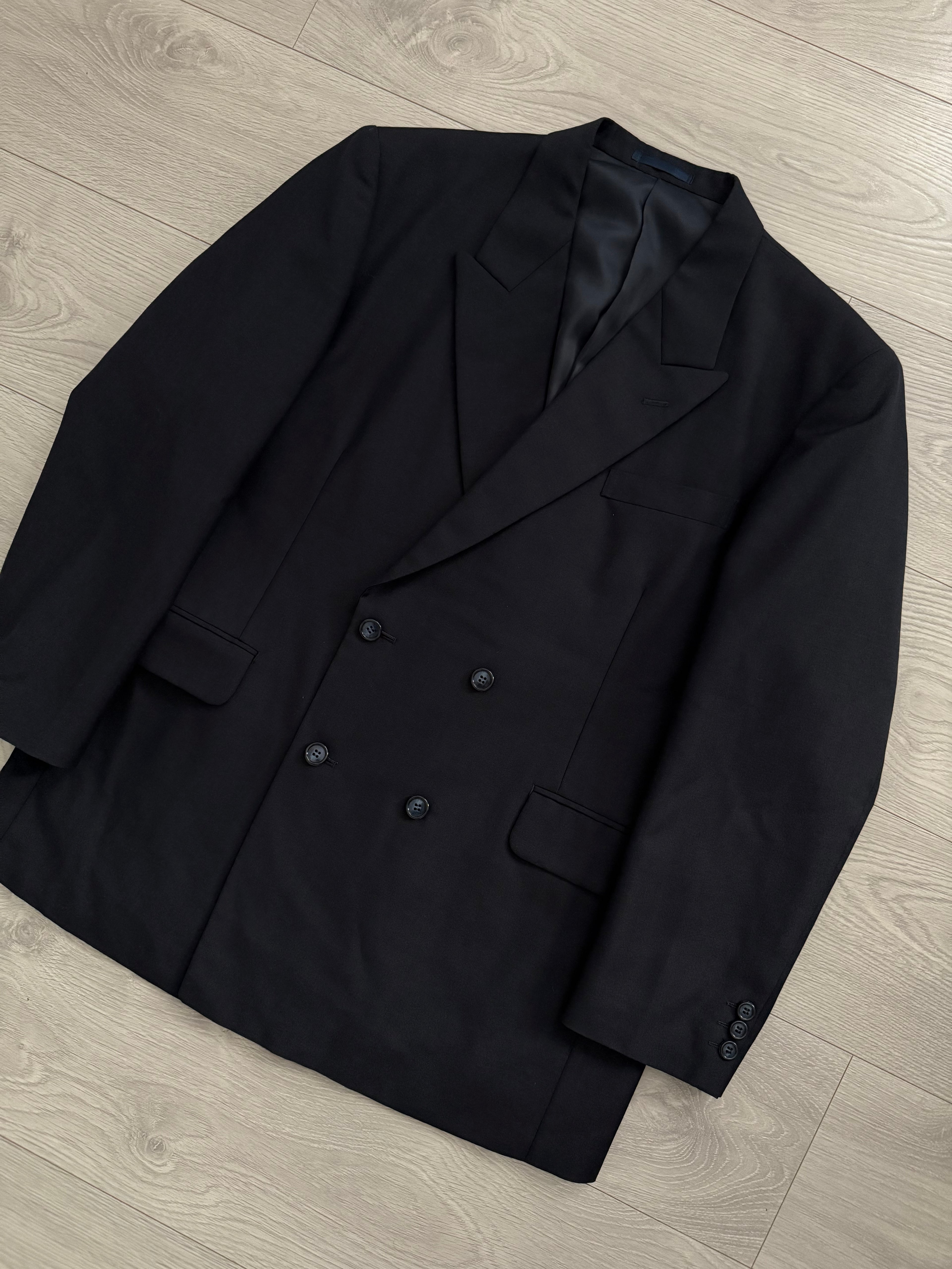 Doremuil Fabric Double Breasted Pleated Wool Suit - Size XL Jacket / 36" Waist