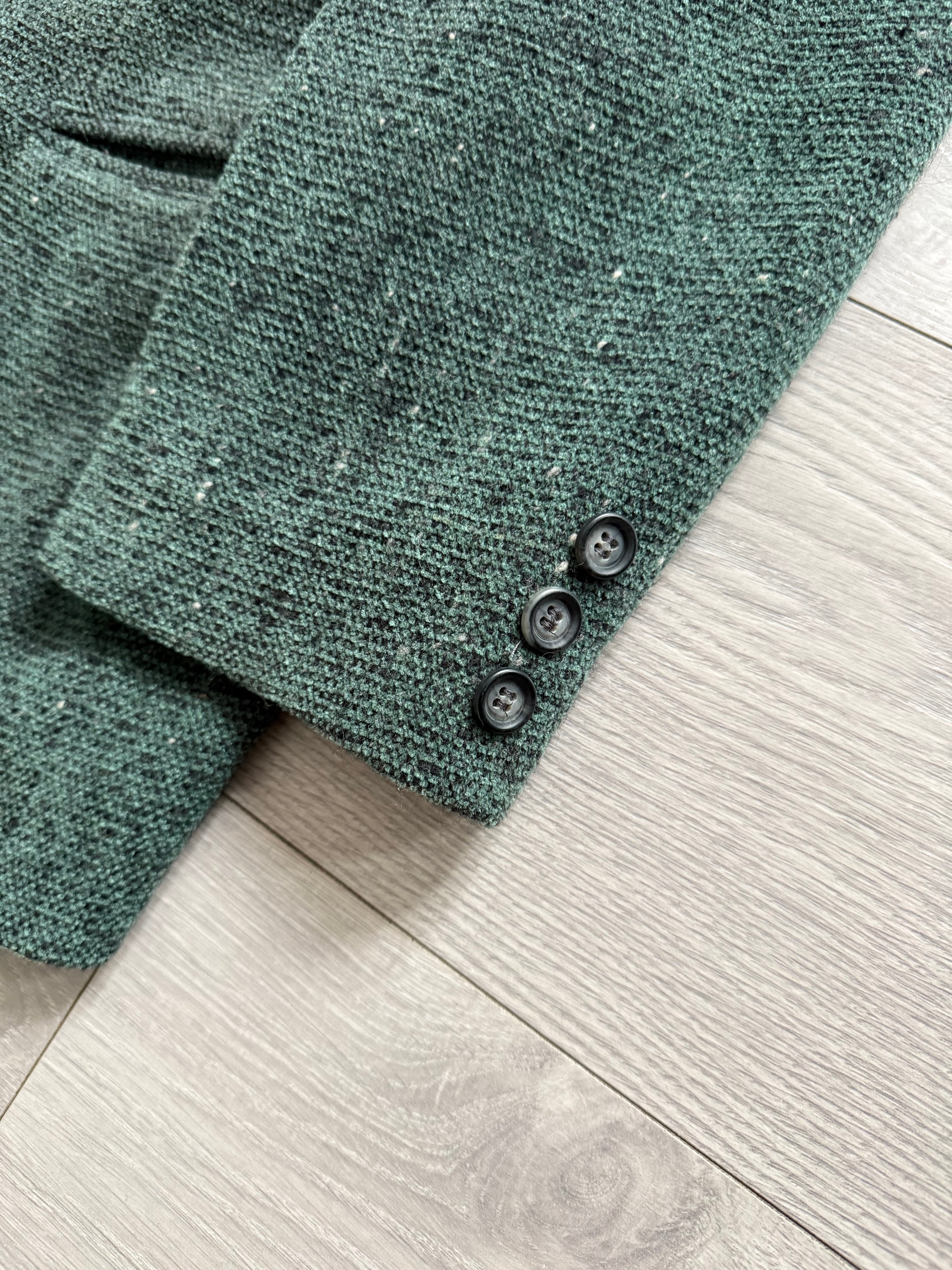 Emporio Armani 1990s 2B Speckled Wool Blend Green Sport Jacket Blazer - Size S