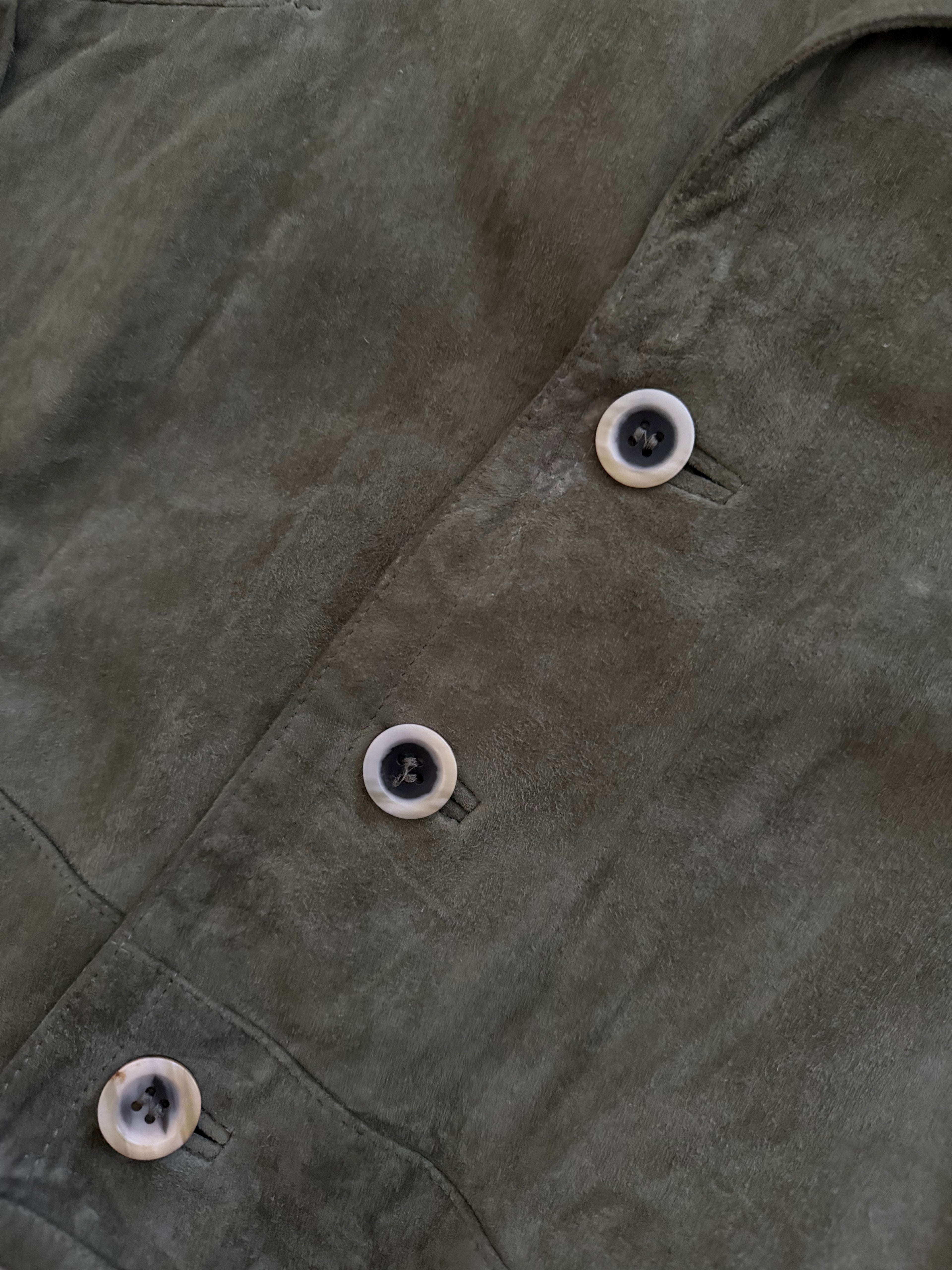 Hugo Boss 1980s Olive Suede Tailored Blouson Jacket - Size XL