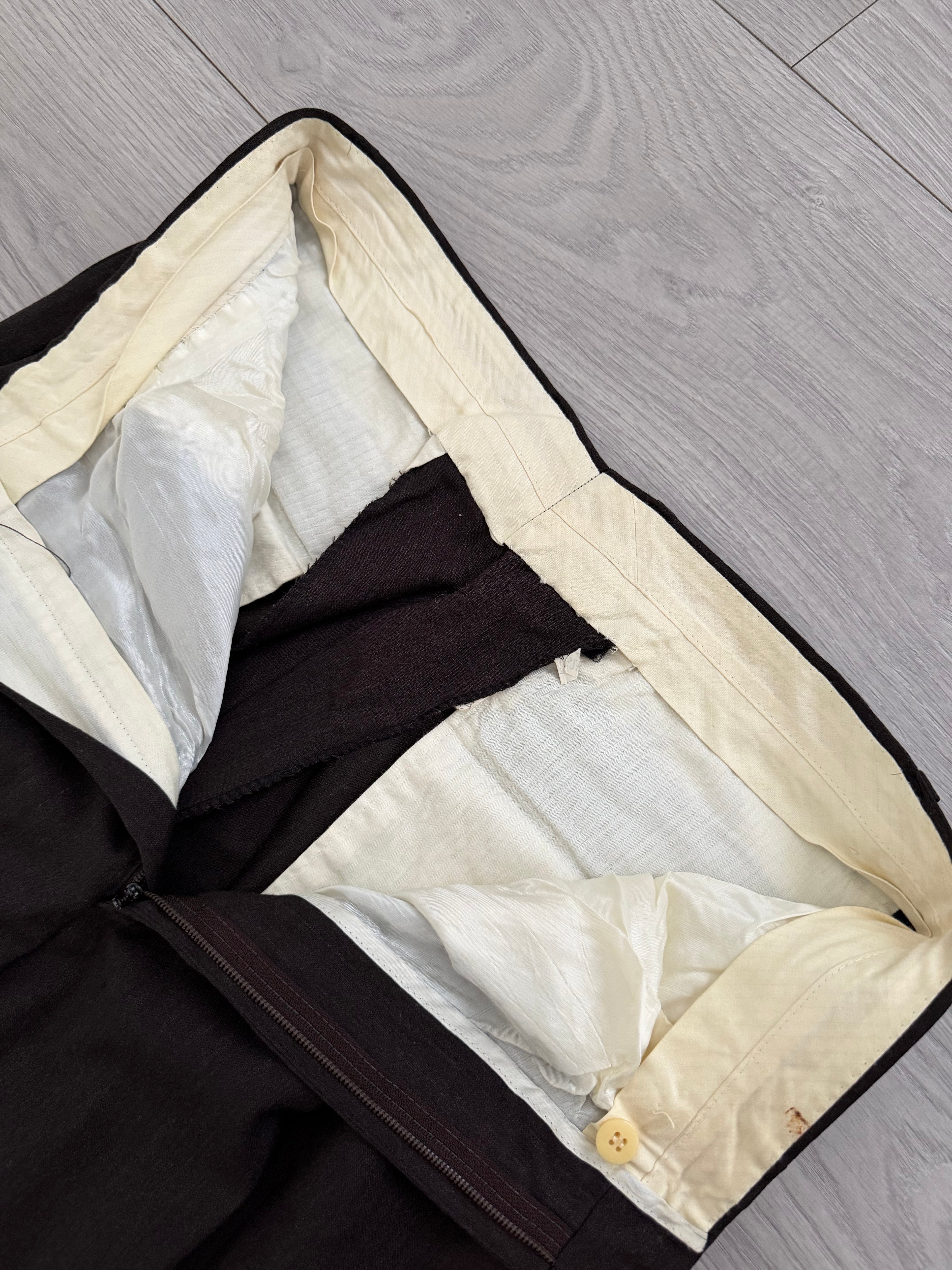 Giorgio Armani 1980s 3B Brown Double-Pleated Wool Suit - Size XL Jacket / 32" Waist