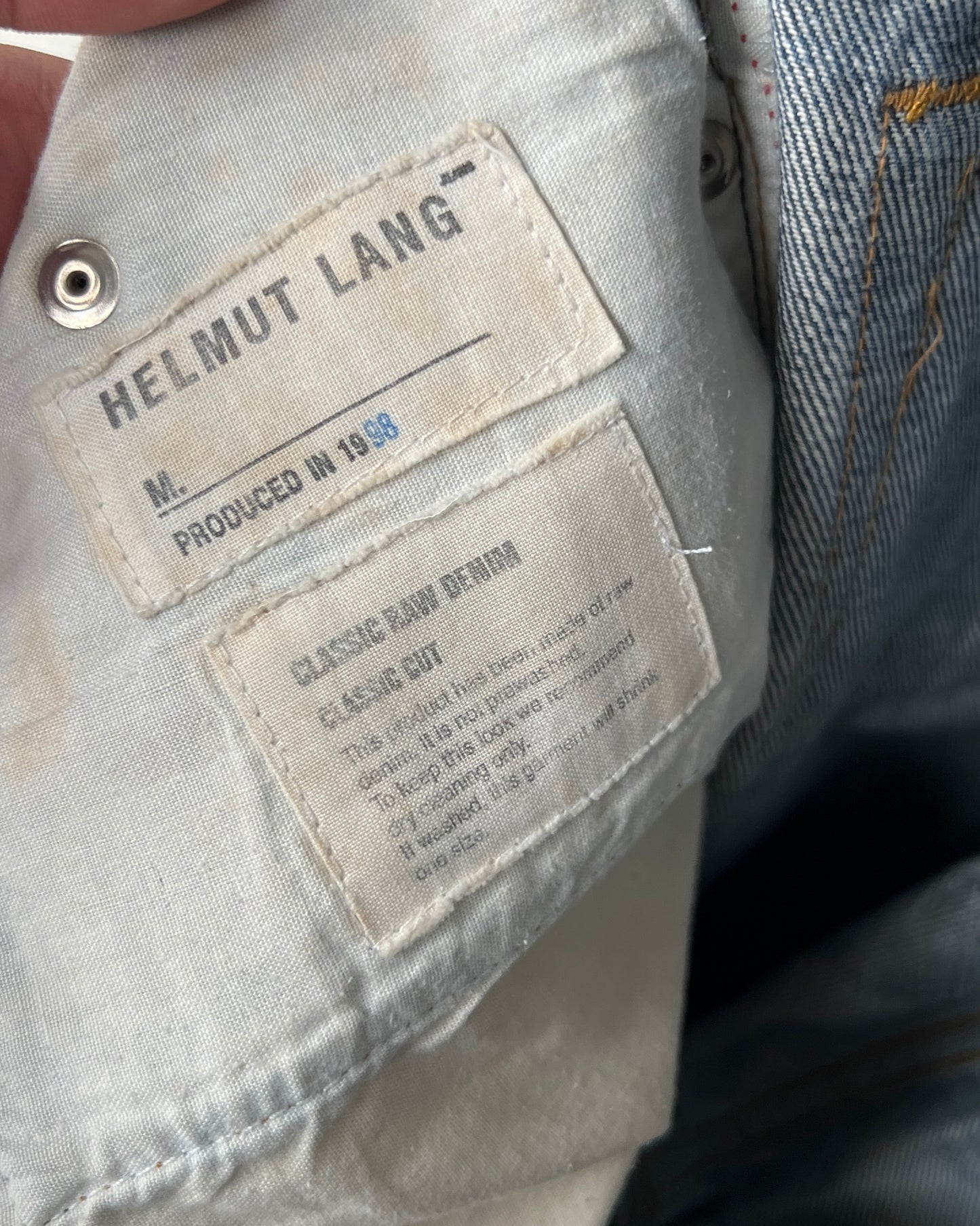 Helmut Lang 1998 Classic Raw Denim Mud Wash Jeans - Size 30