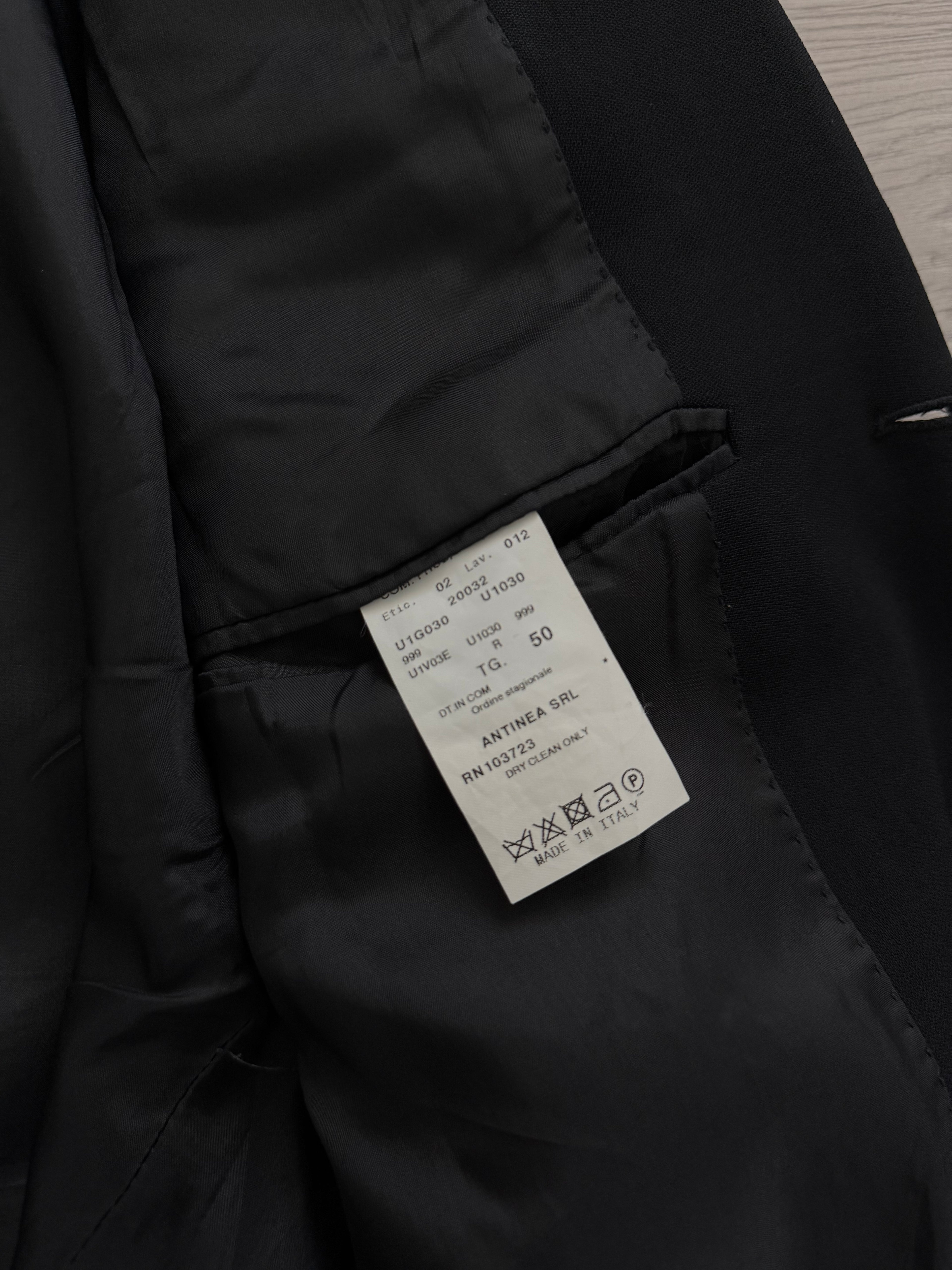 Emporio Armani 1990s 3B Black Draped Wool Suit - Size L Jacket / 34" Waist