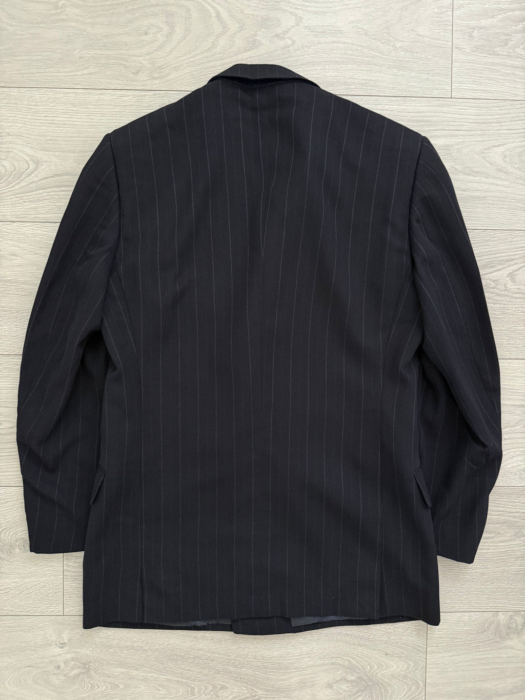 Versace 1980s Notch Lapel Double Breasted Pleated Wool Striped Suit - Size S Jacket / 32" Waist