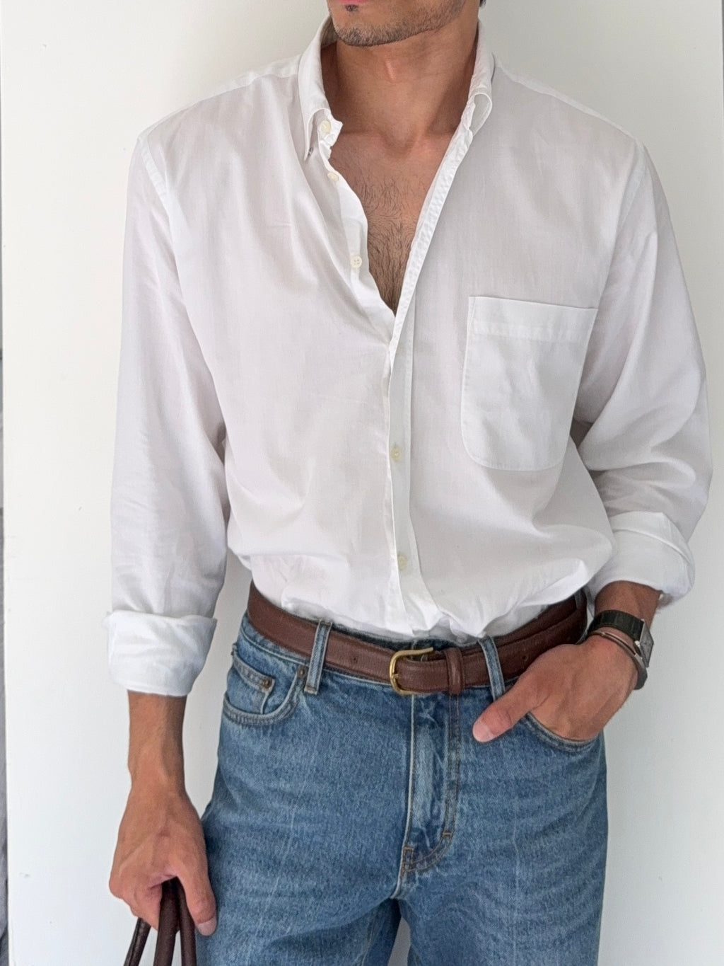 Giorgio Armani 1980s White Shirt - Size L