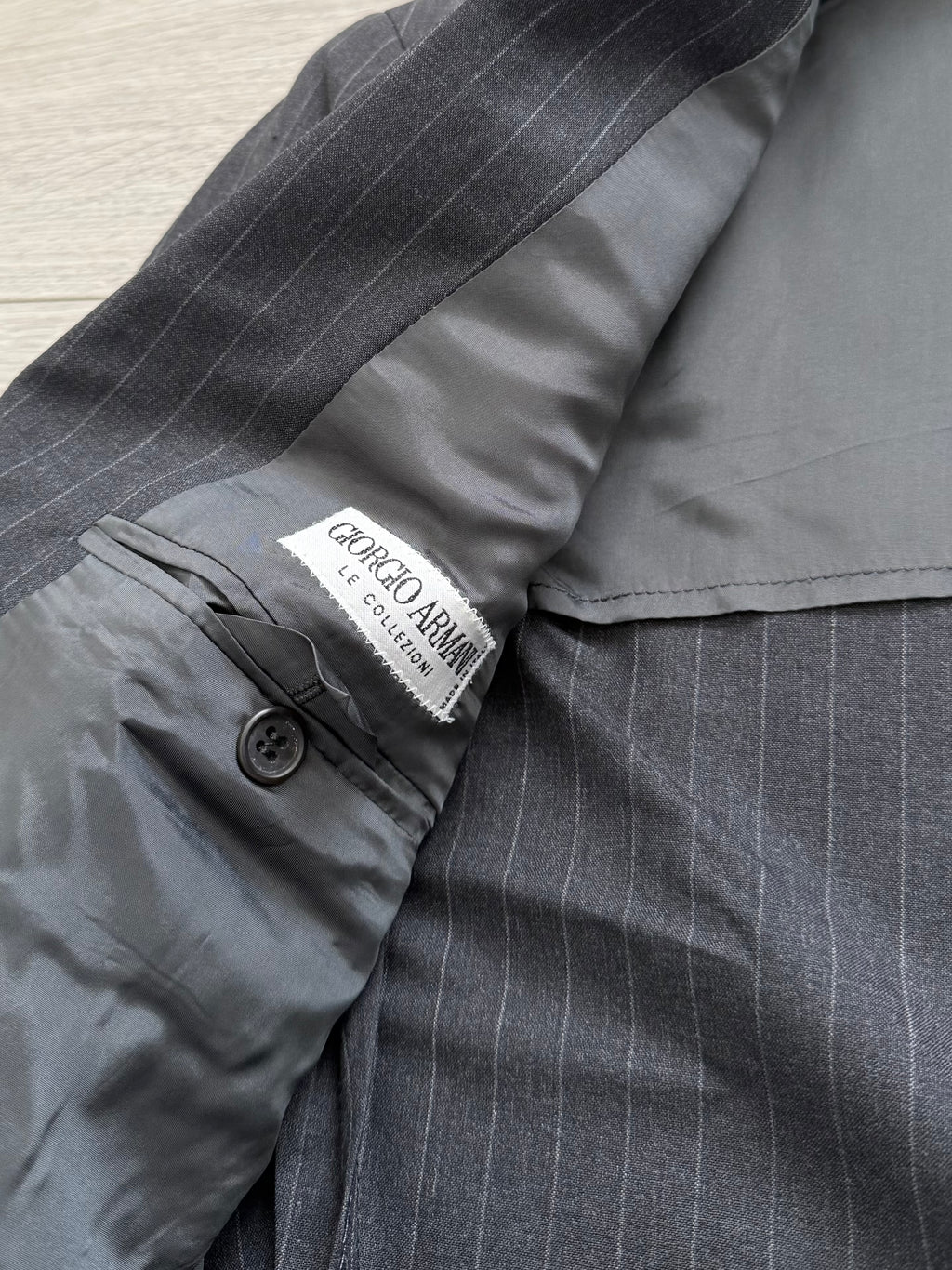 Giorgio Armani 1990s Double-Breasted Pleated Striped Suit - Size M Jacket / 30" Waist