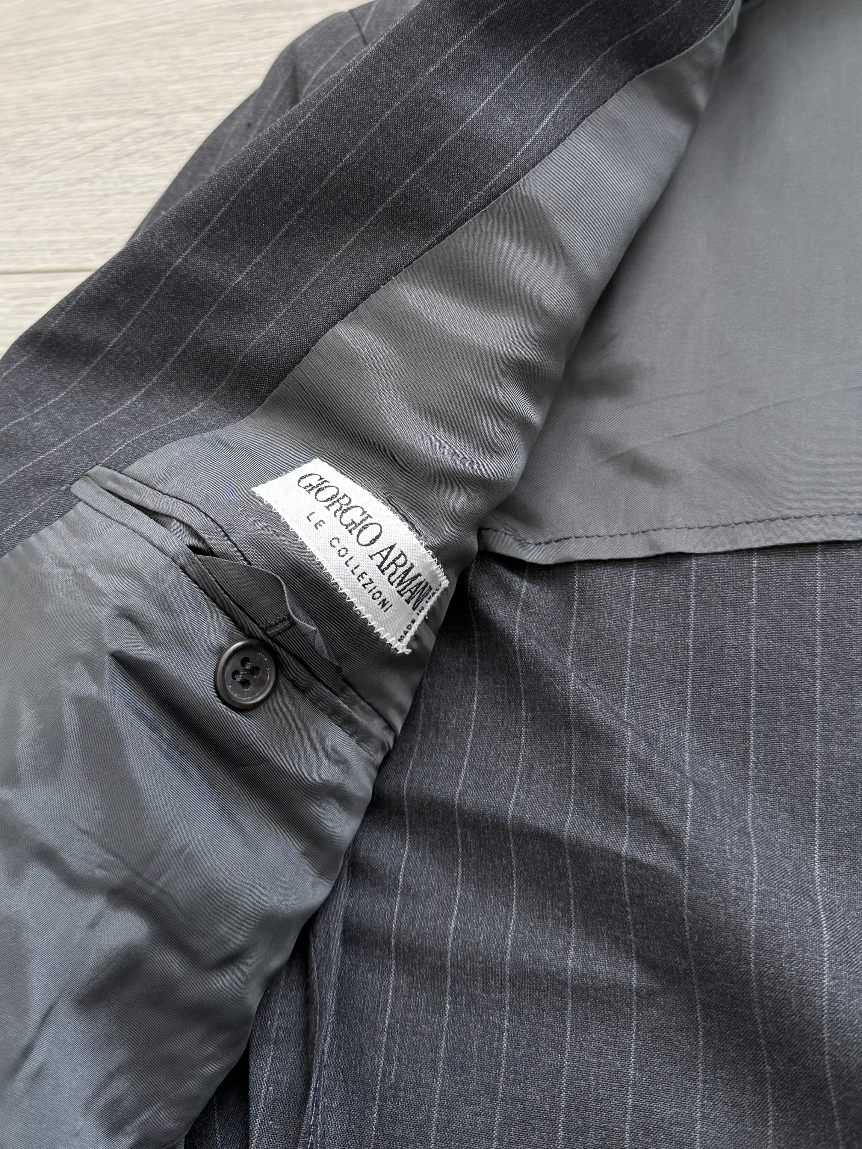 Giorgio Armani 1990s Double-Breasted Pleated Striped Suit - Size M Jacket / 30" Waist