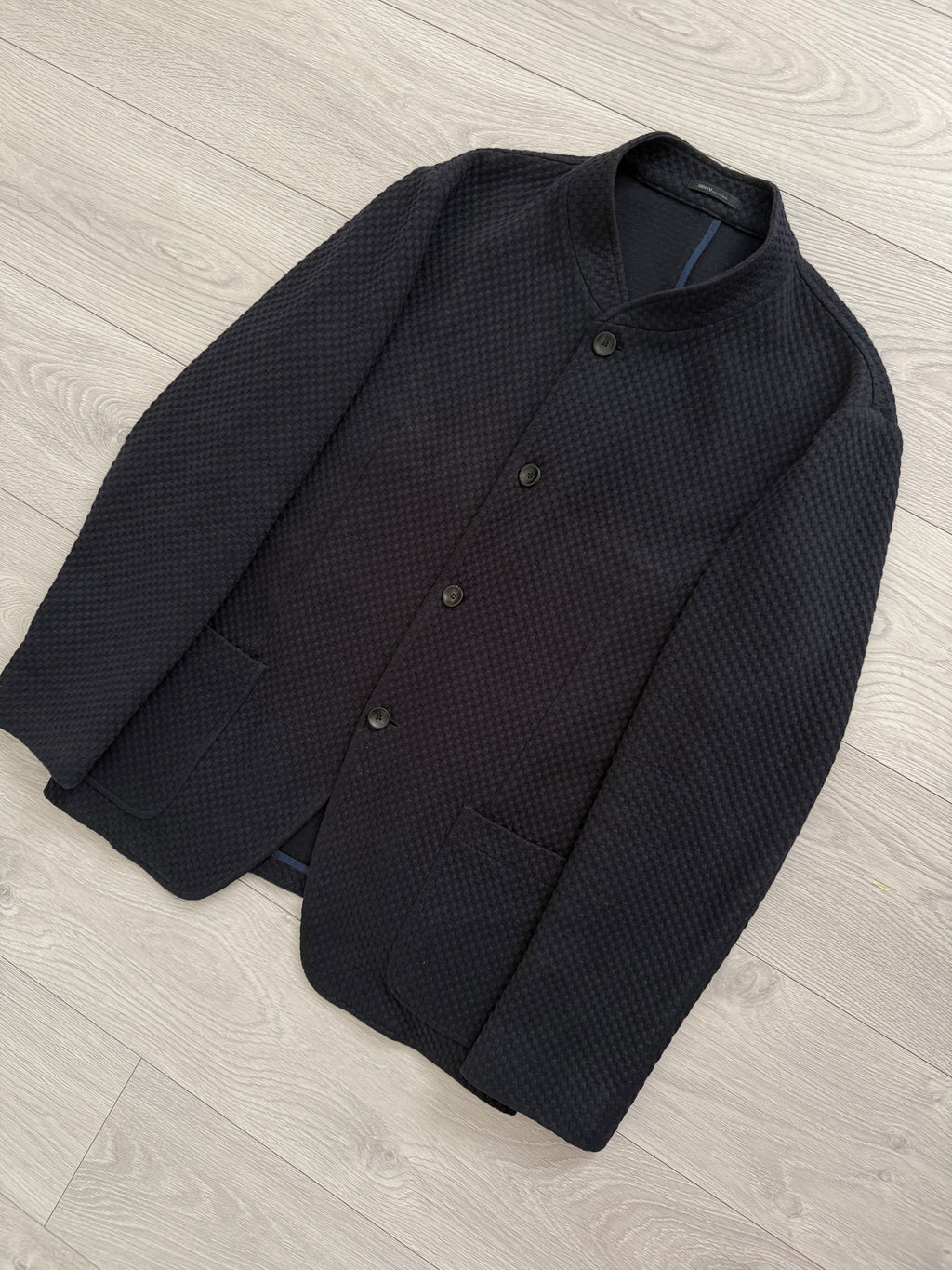 Armani 2000s Textured Cotton Navy Jacket - Size XL