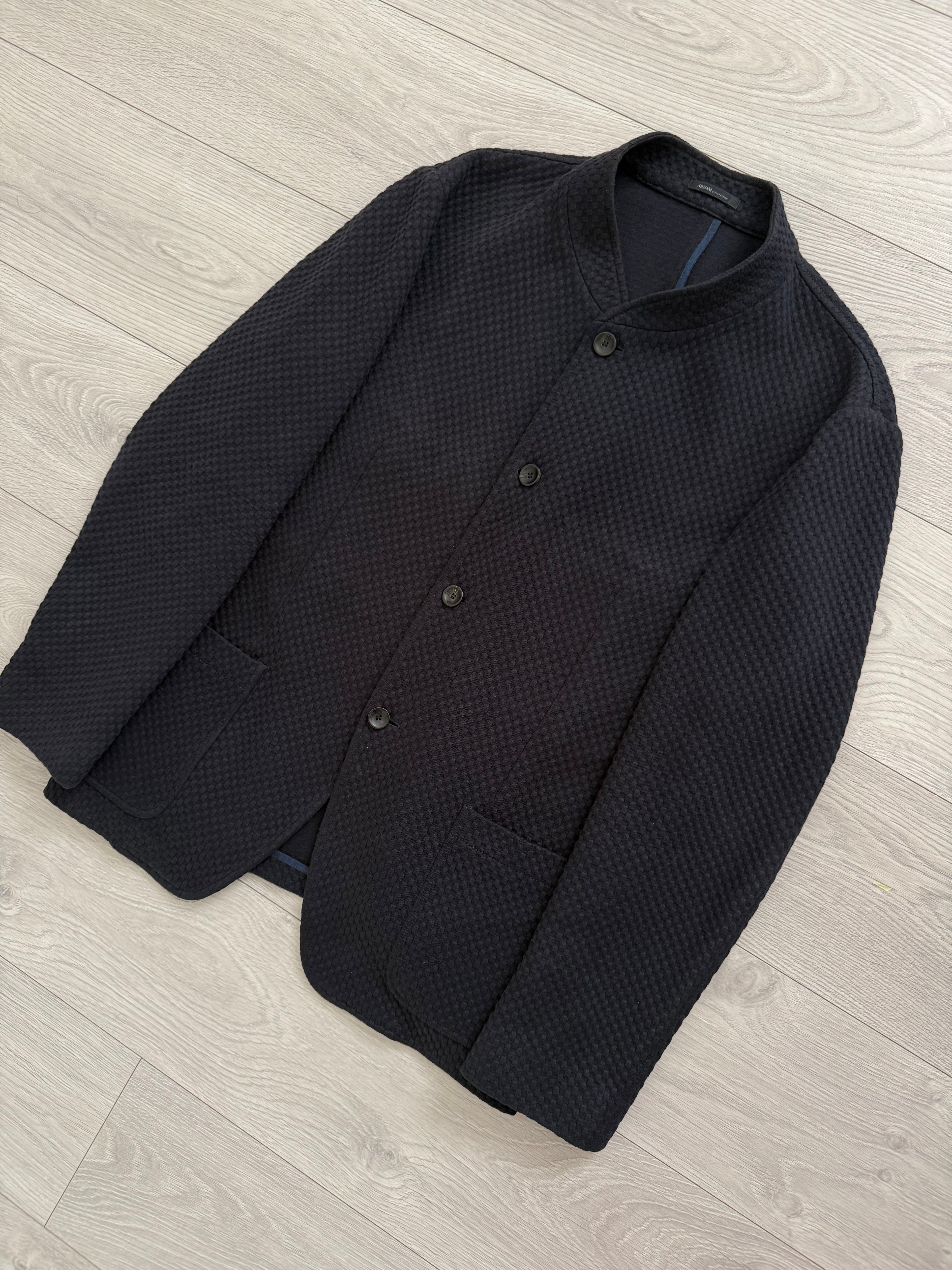Armani 2000s Textured Cotton Navy Jacket - Size XL