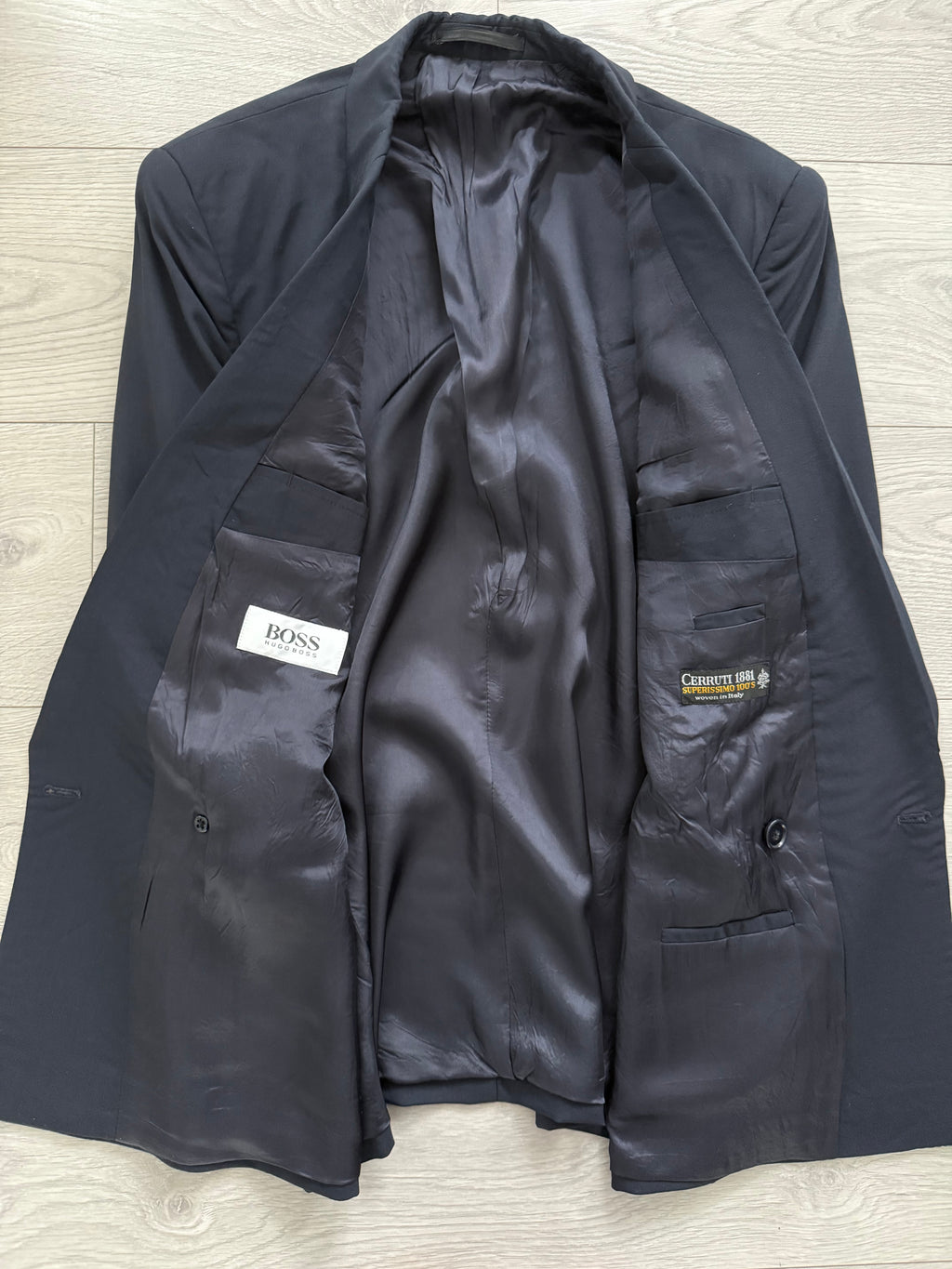 Hugo Boss 1980s 'Mitford' Double Breasted Peaked Lapel Sports Jacket Blazer Navy - Size S