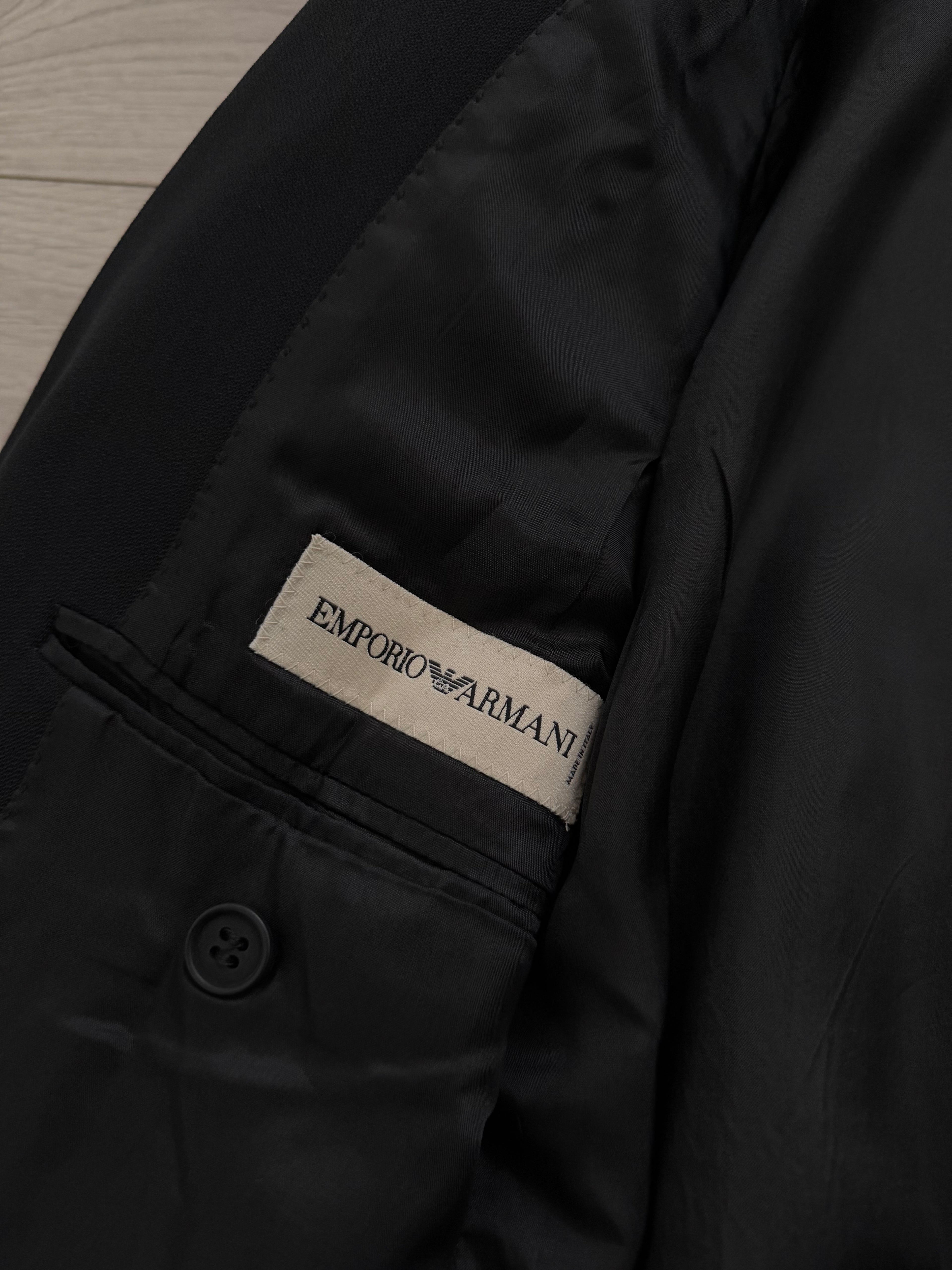 Emporio Armani 1990s 3B Black Draped Wool Suit - Size L Jacket / 34" Waist