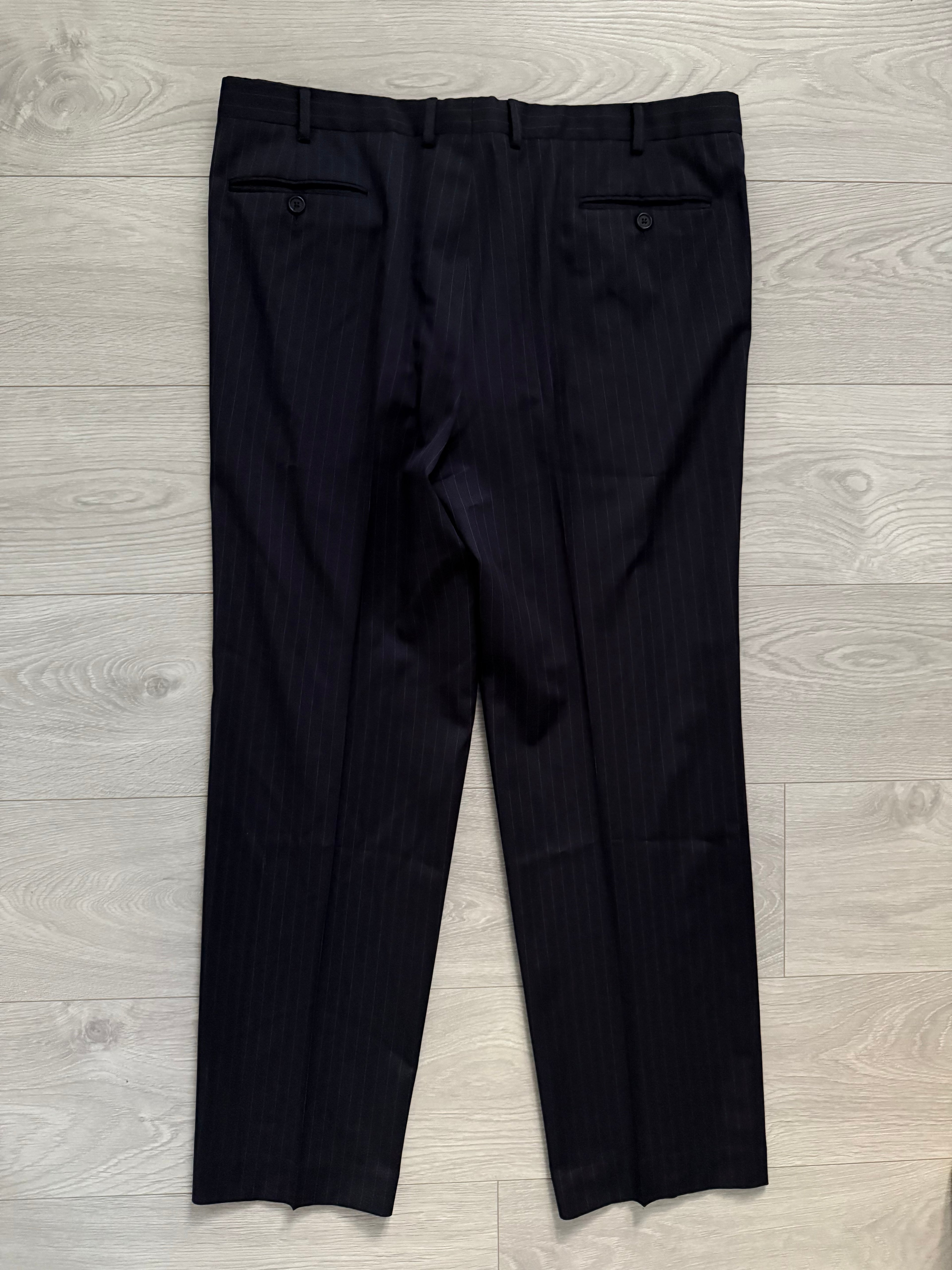 Armani 1990s Pleated 3B Striped Navy Wool Suit - Size M Jacket / 38" Waist