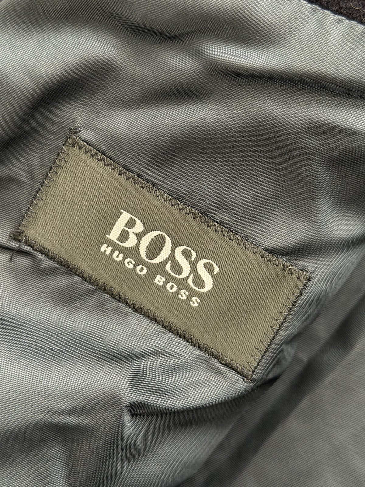 Hugo Boss 1980s 'Yamaha' Peaked Lapel Navy Wool Overcoat - Size XXL